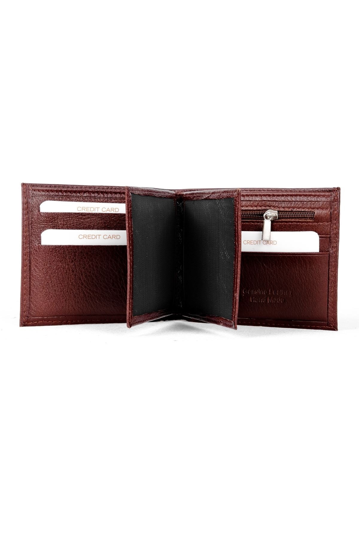 Erkek Hakiki Deri Cüzdan İçi Fermuar Detaylı