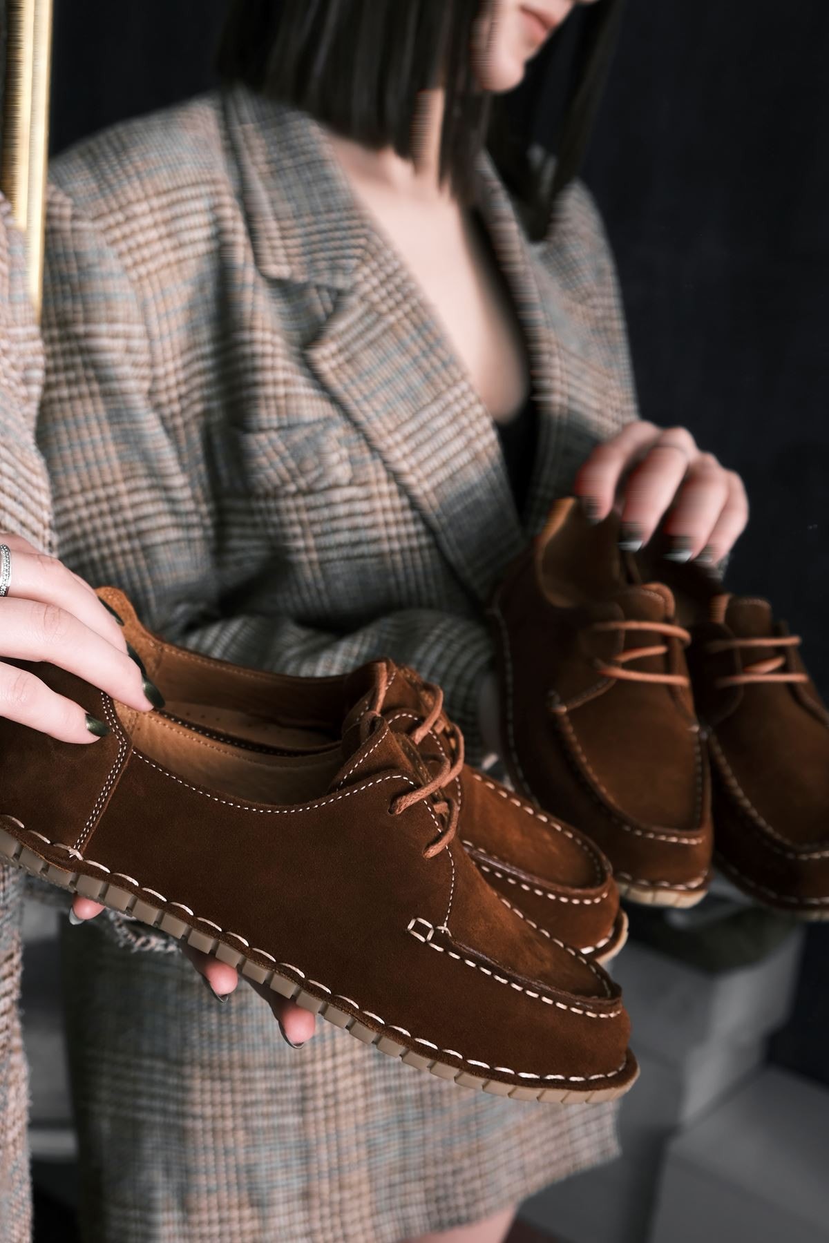 Carpe Kadın Hakiki Deri Bağcıklı Dikiş Detaylı Babet Ayakkabı