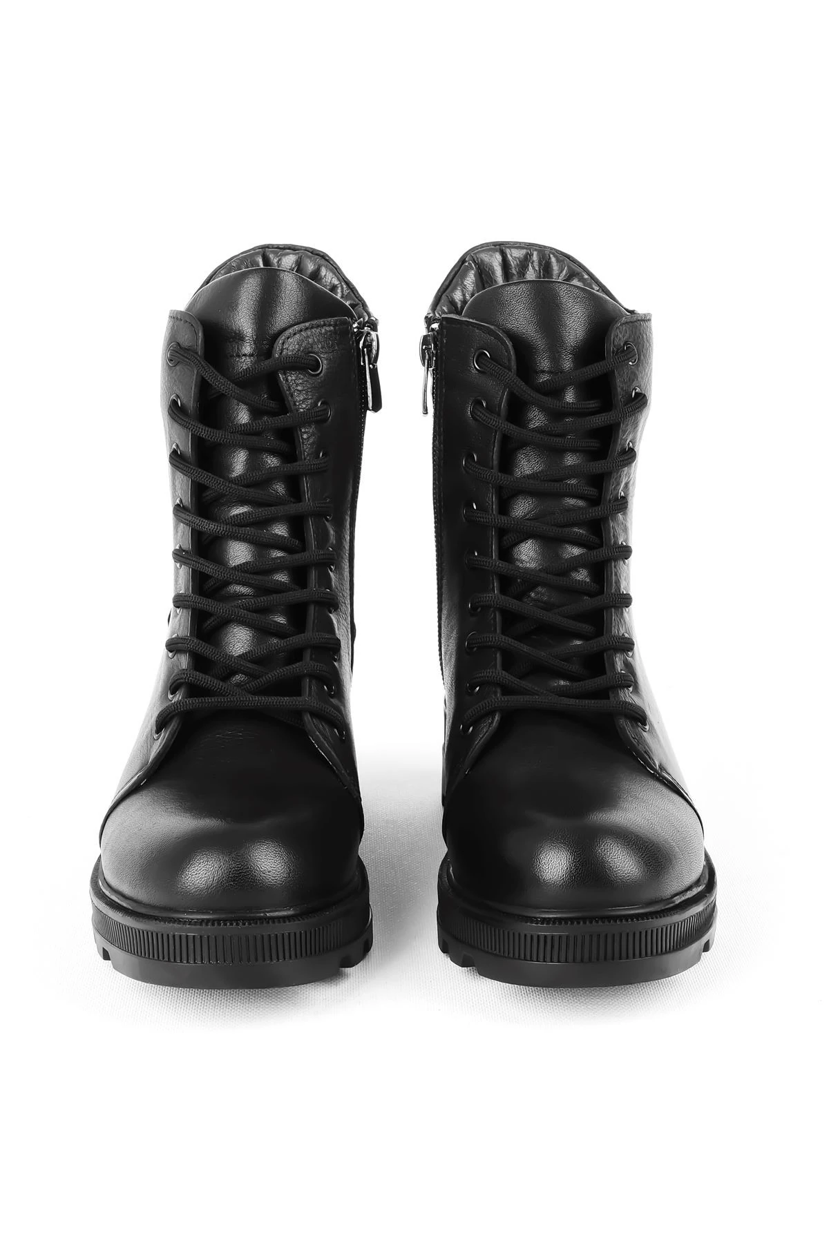 Soldier Bağcıklı Kadın Hakiki Deri Postal - SİYAH