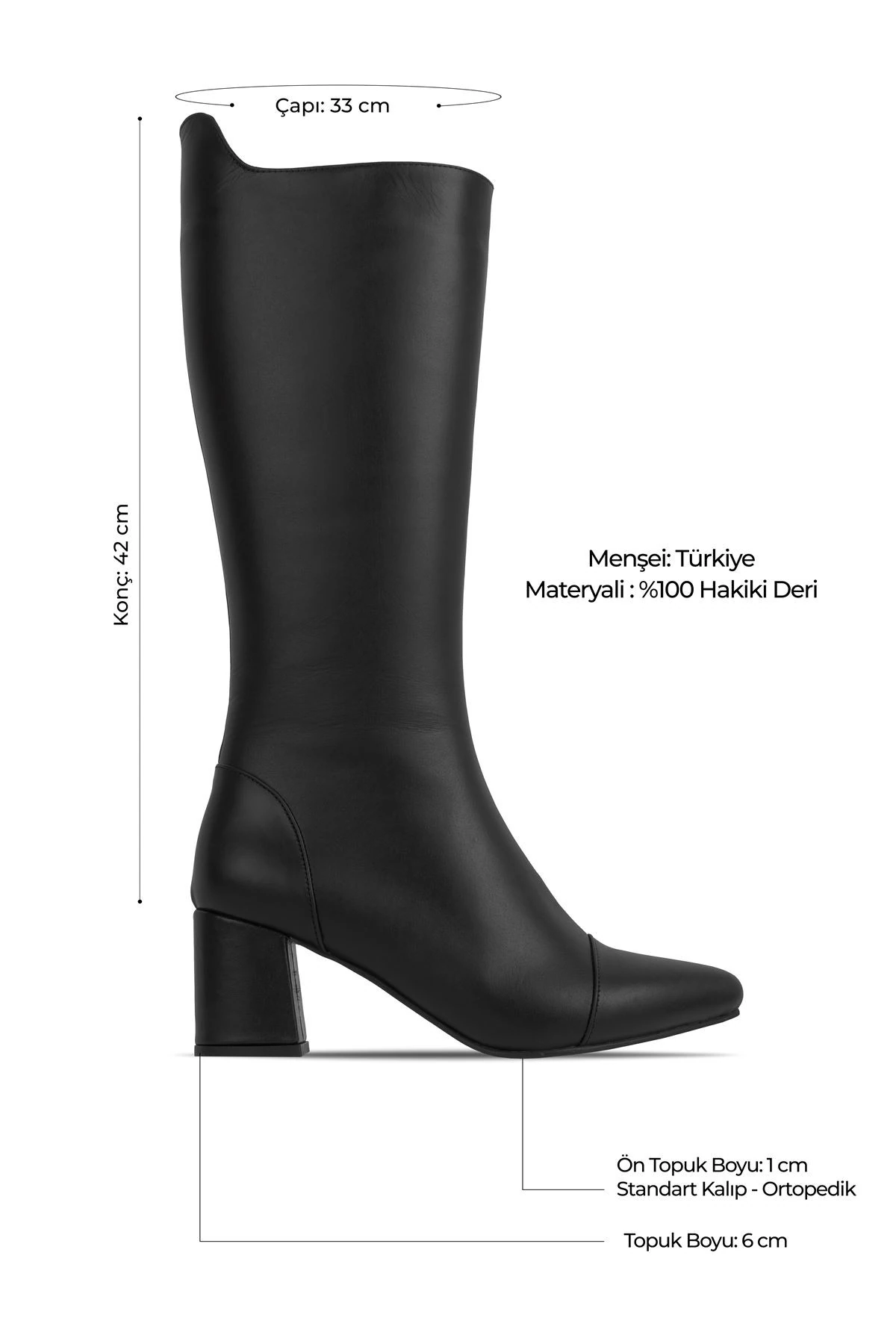Alive Kadın Hakiki Deri Fermuarlı Dikiş Detaylı Topuklu Çizme b4150