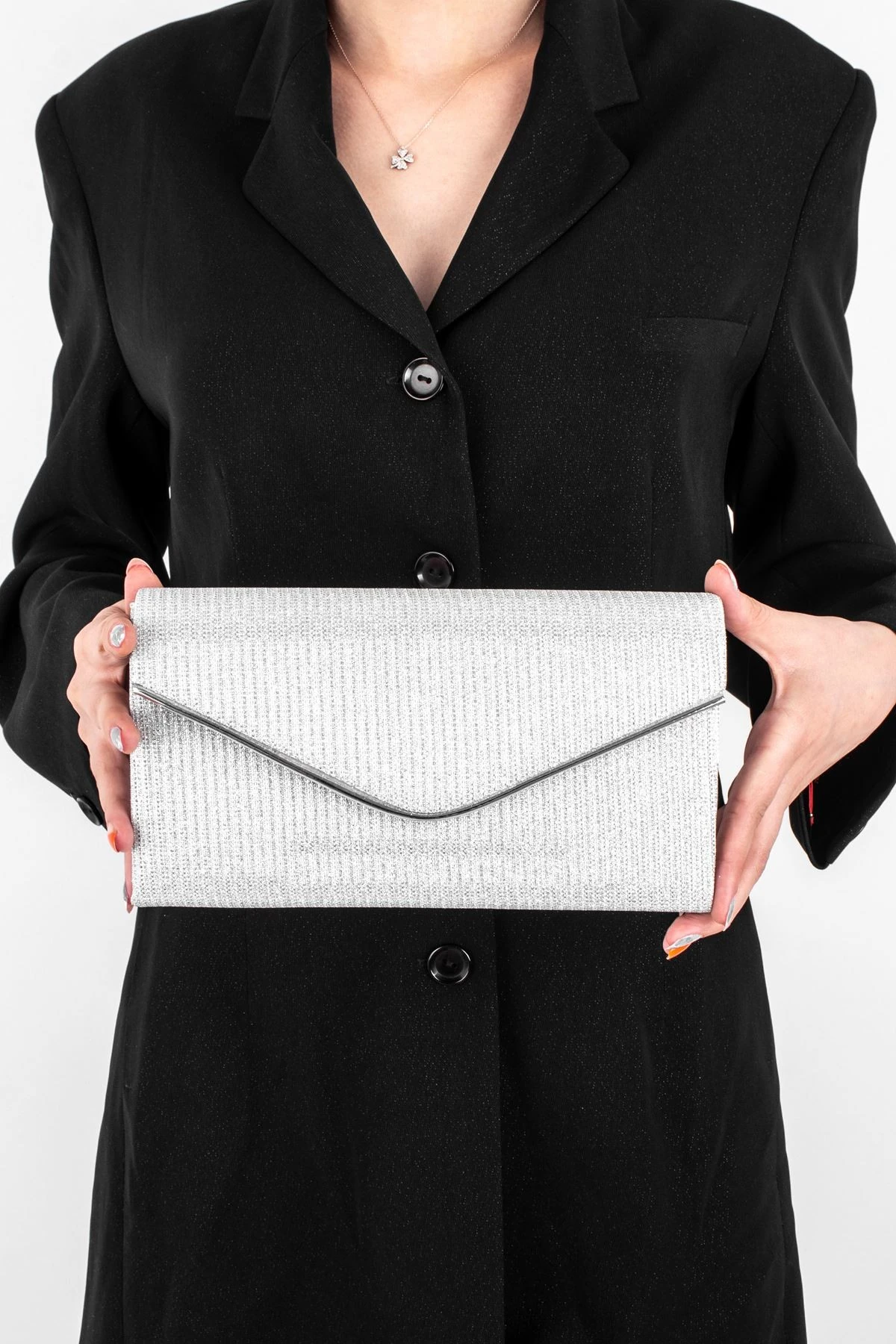 Kadın Simli Abiye Çanta Zarf Kapak