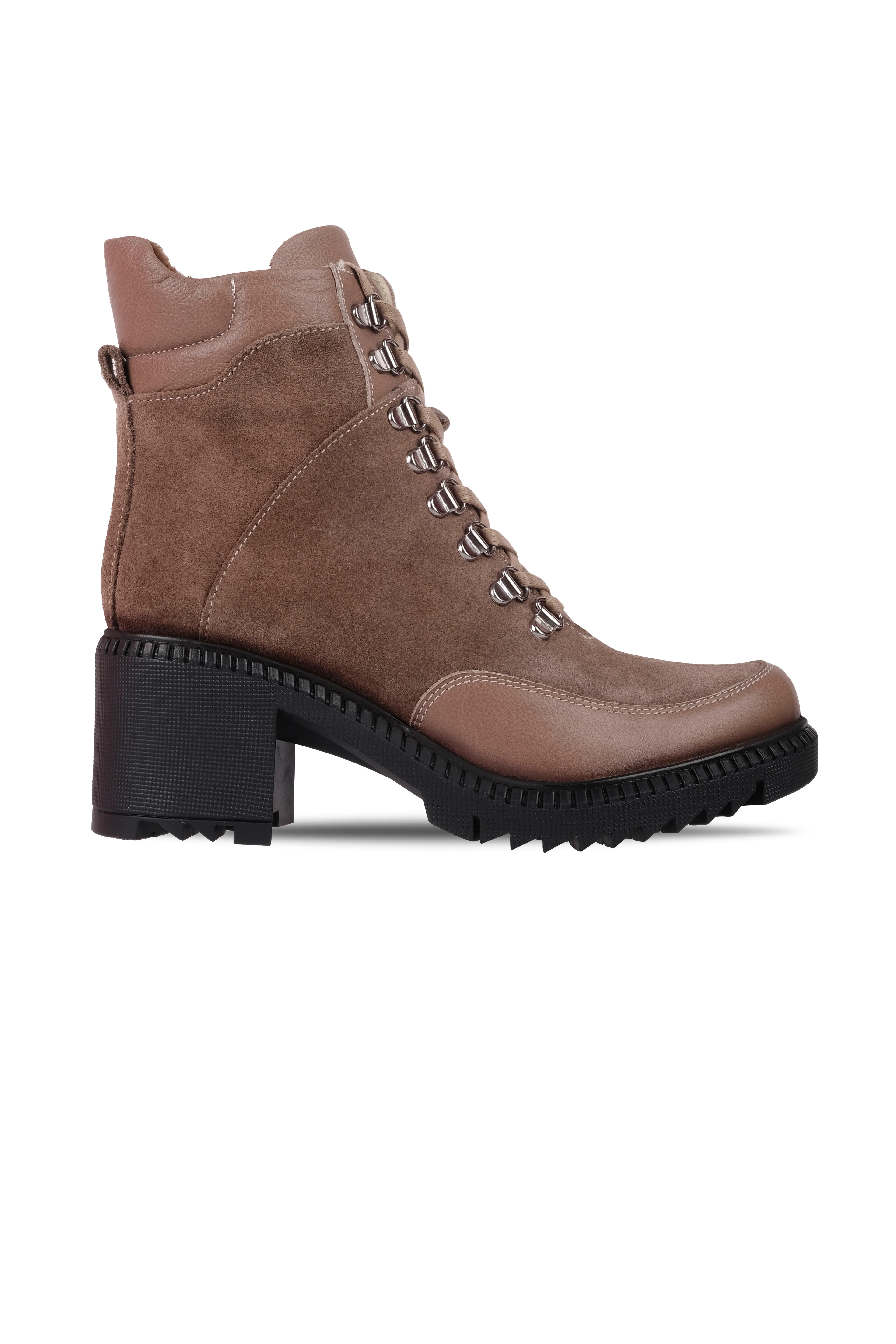 Balder Kadın Hakiki deri Bağcık Detaylı Fermuarlı Topuklu Postal(B4156)