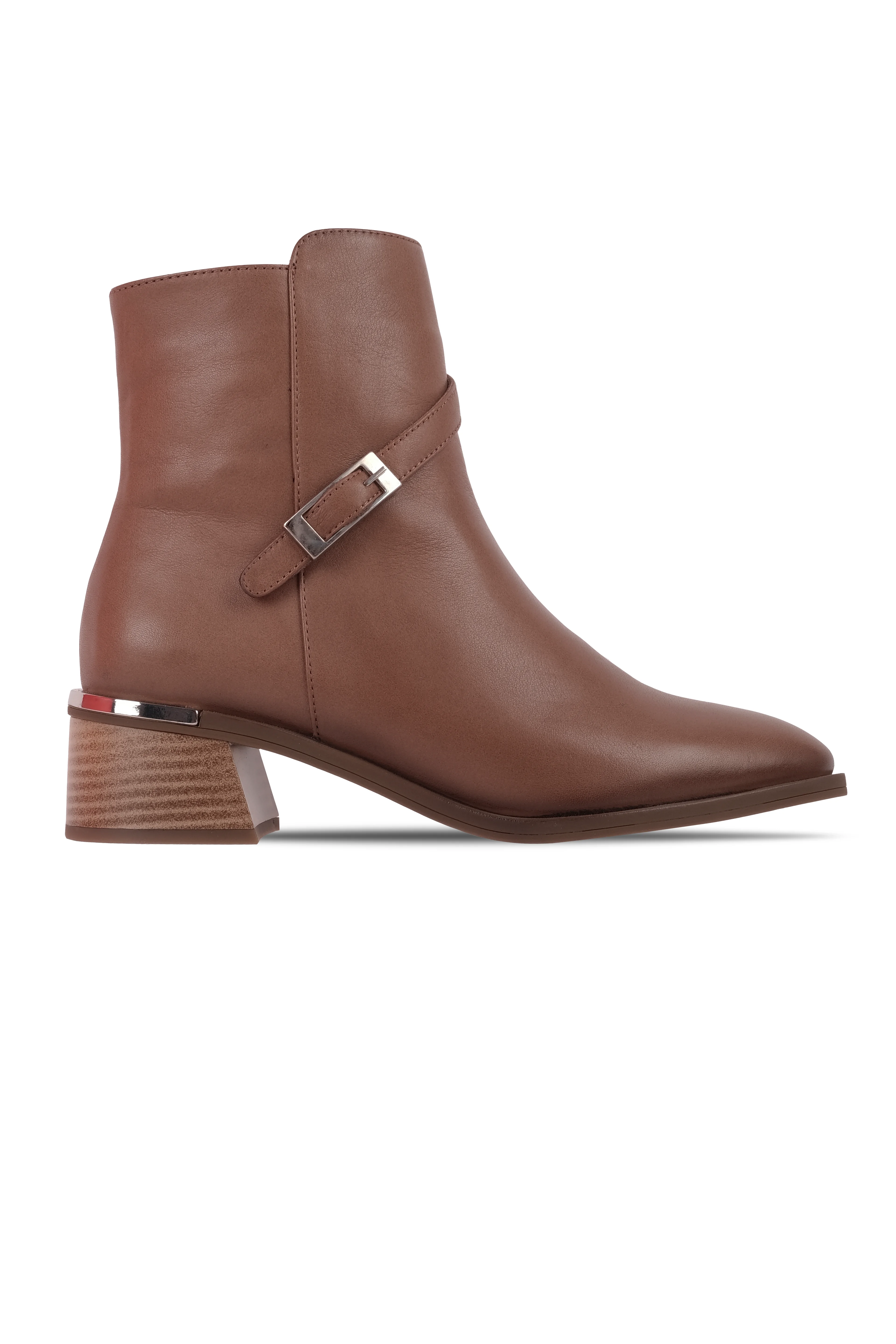 Jayla Kadın Hakiki Deri Topuğu Metal Detaylı Topuklu Bot