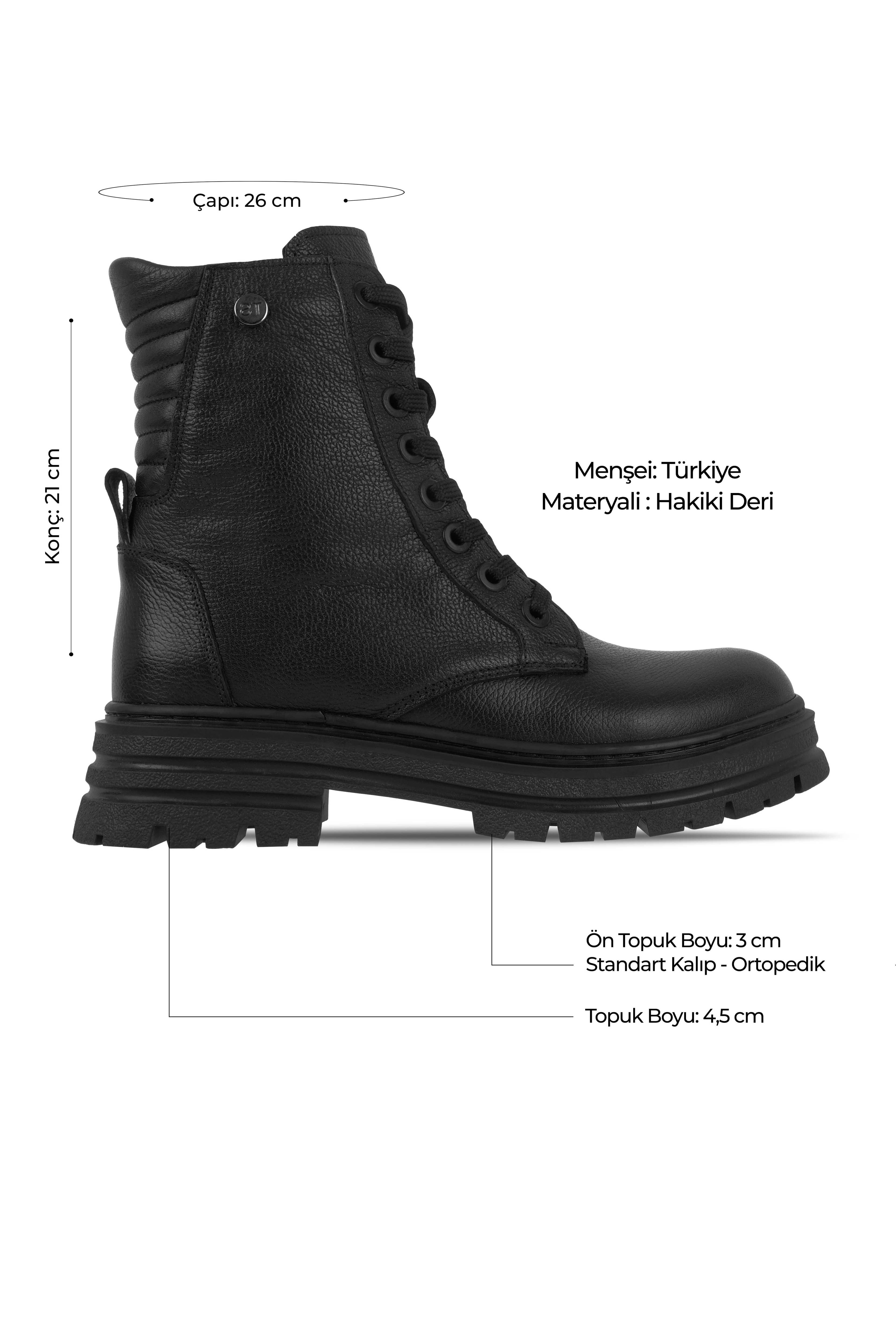 Clara Kadın Hakiki Deri Bağcıklı Fermuarlı Bot b4192