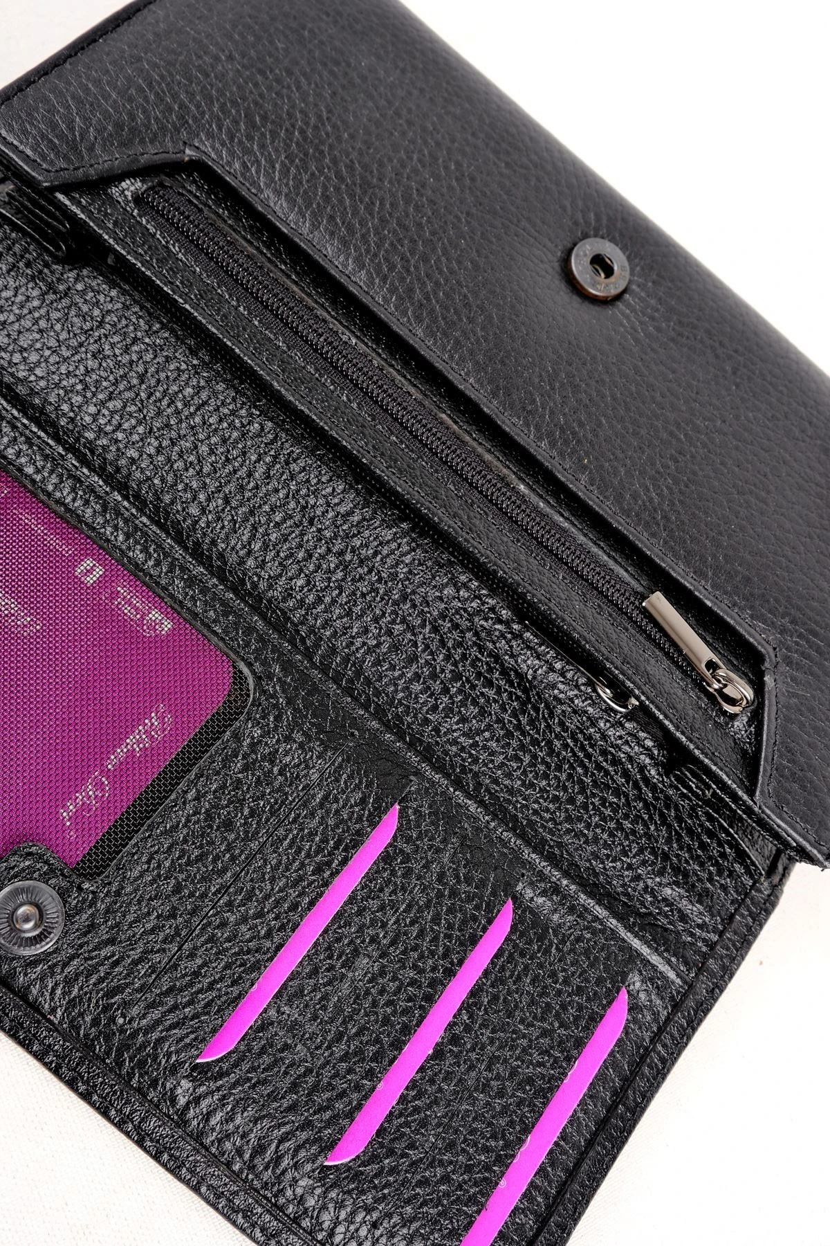 Hakiki Deri Çıtçıtlı Kadın Cüzdan