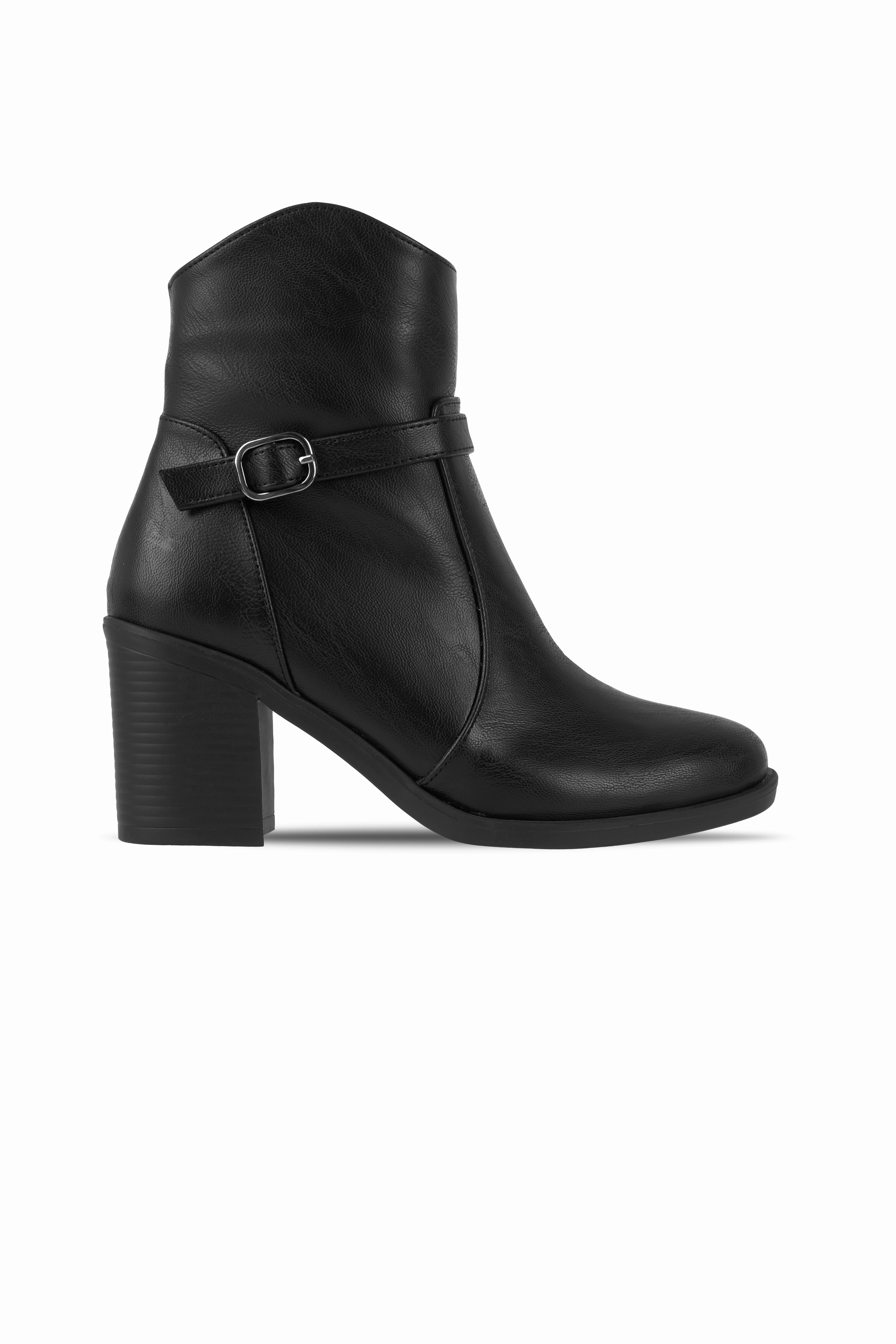 Main Kadın Kemer Toka Detaylı Topuklu Bot 4252 - SİYAH