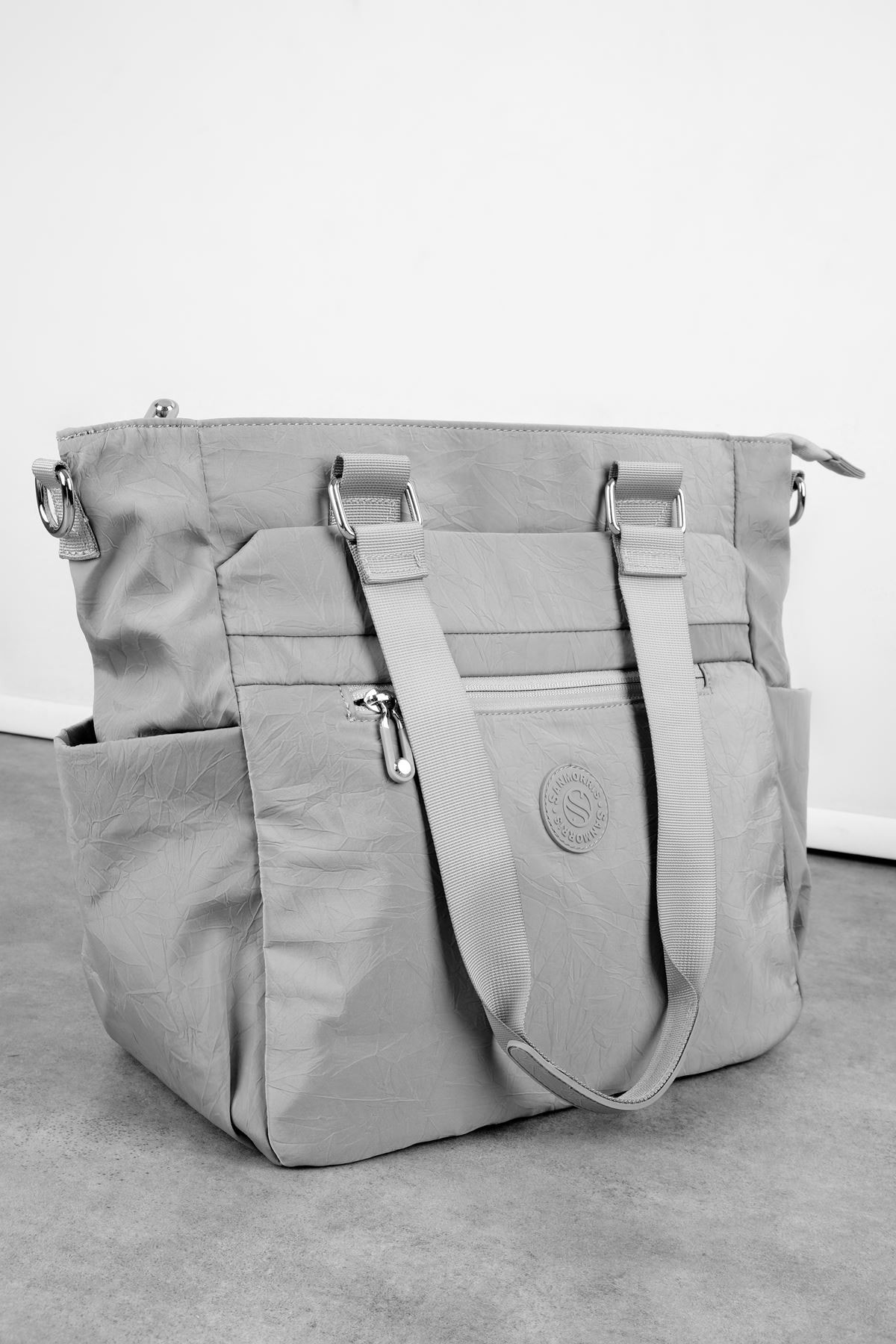 Kadın Önünden Fermuar Detaylı Büyük Boy Omuz Çantası(4003) 2859 - Gri