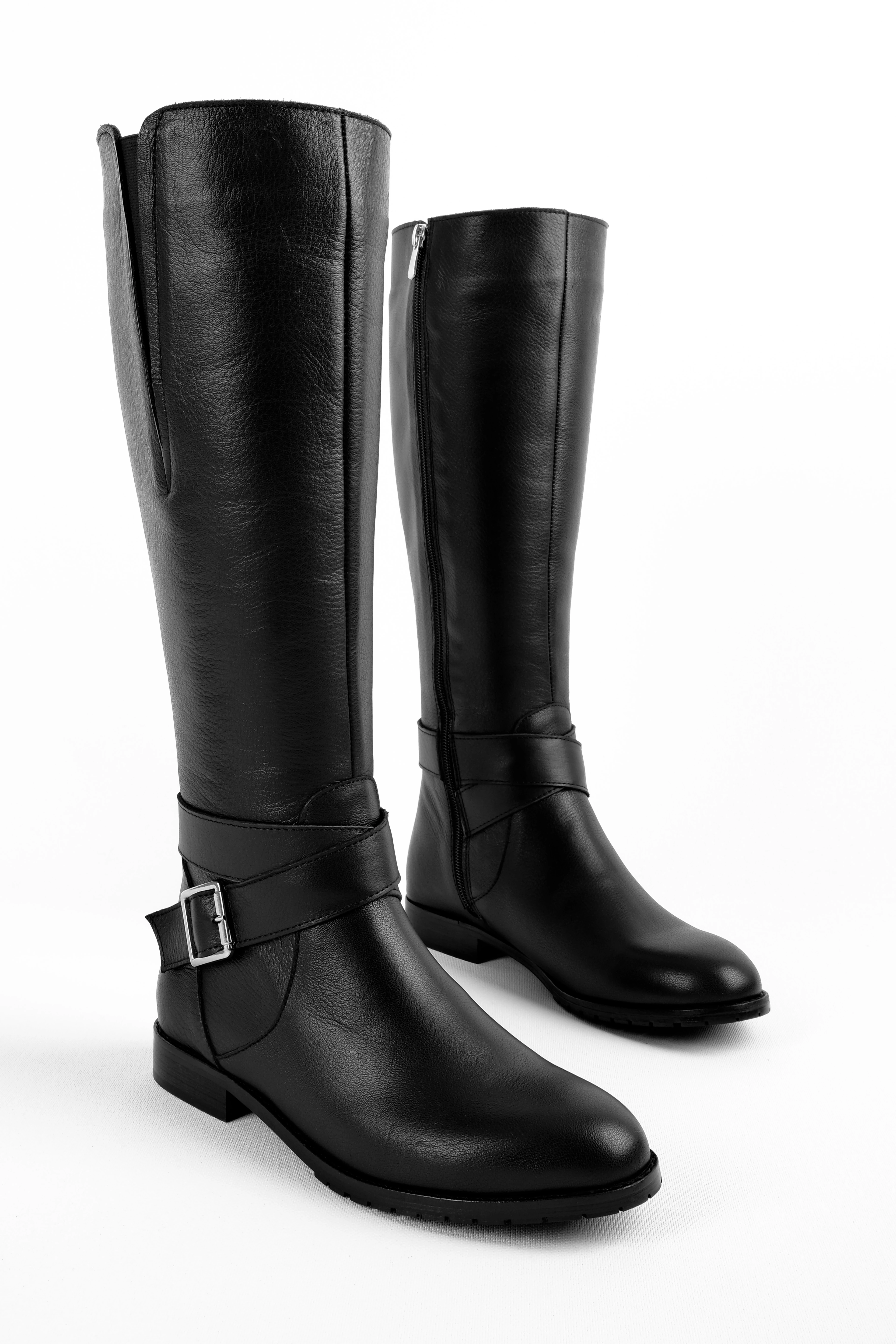 Analin Kadın Hakiki Deri Kemer Toka Detaylı Çizme 4317 - SİYAH