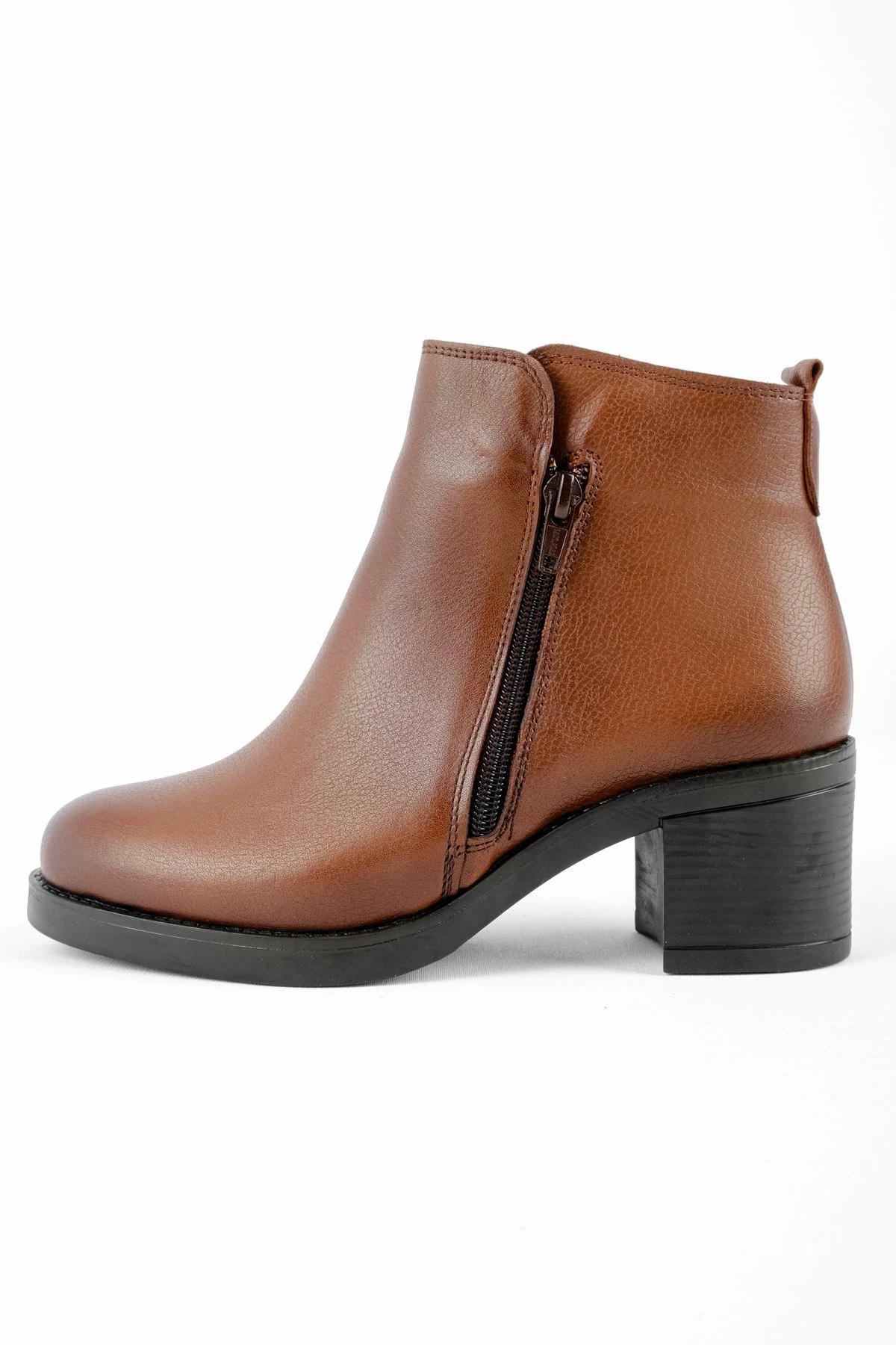 Holland Kadın Hakiki Deri Topuklu Bot İki Fermuarlı