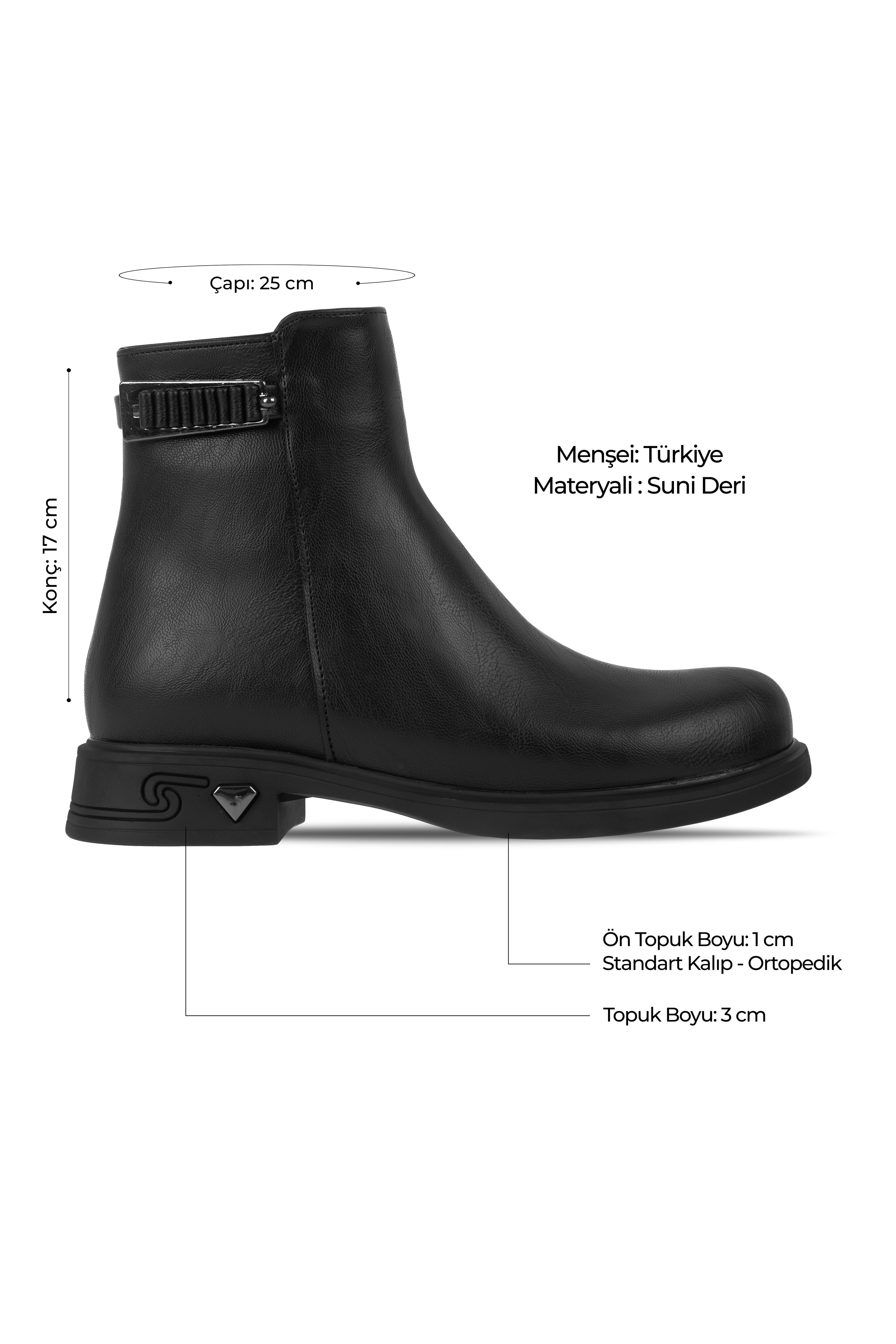 Shay Kadın Toka Detaylı Fermuarlı Bot b4204 - SİYAH