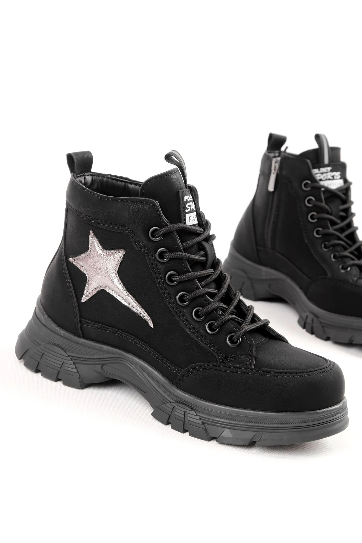 Reece Kız Çocuk Yıldız Desenli Bağcık Detaylı Fermuarlı Bot