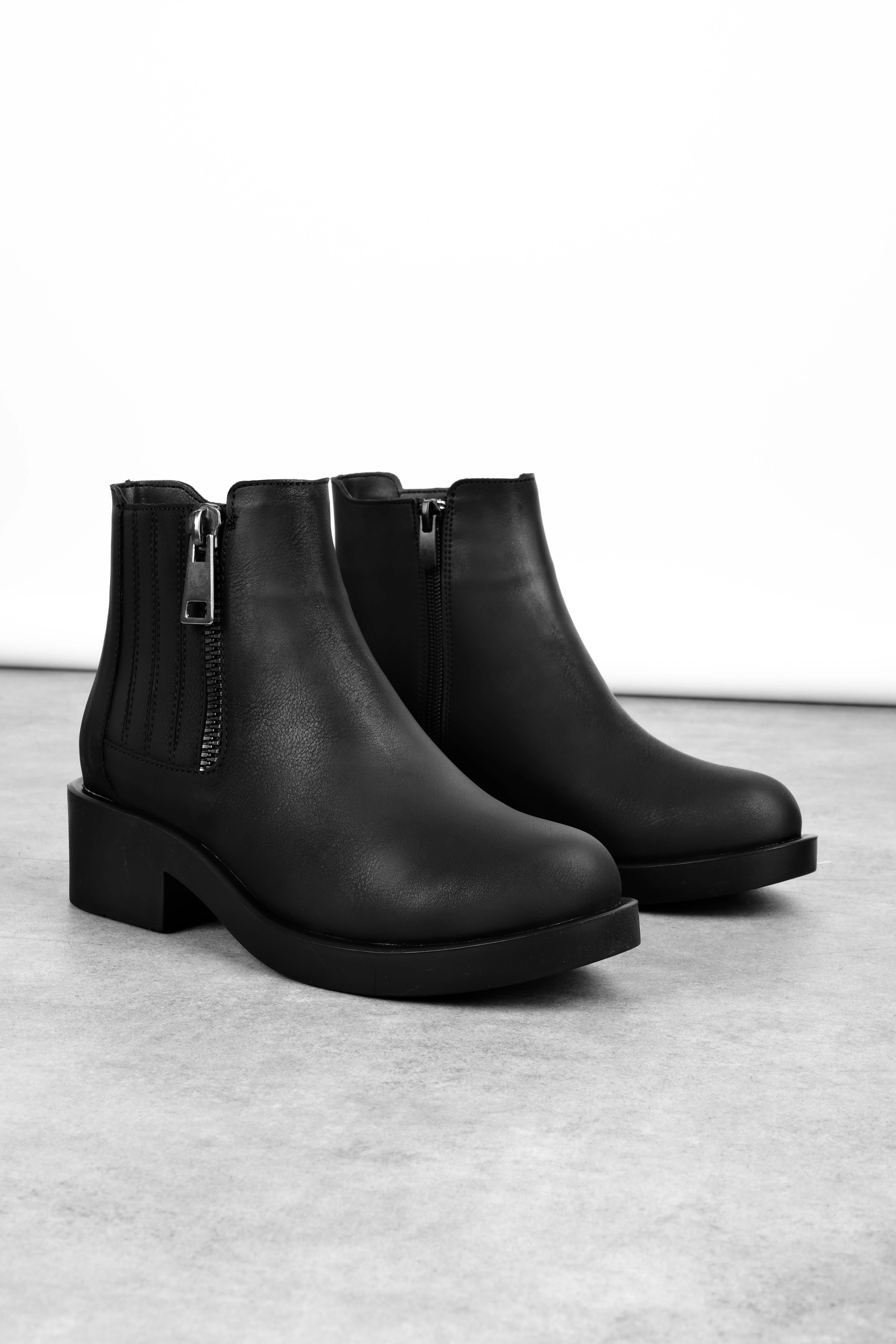 Length Kadın Dikiş Detaylı Fermuarlı Topuklu Bot b4298 - SİYAH