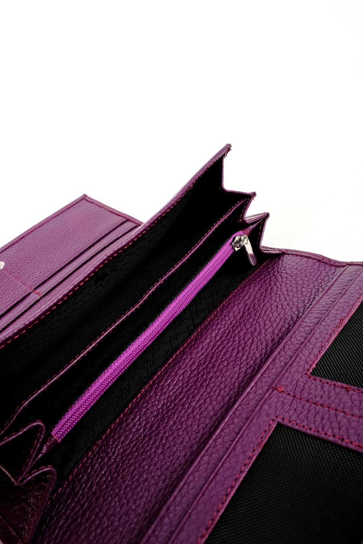 El Geçirmeli Kapaklı Hakiki Deri Kadın Cüzdan