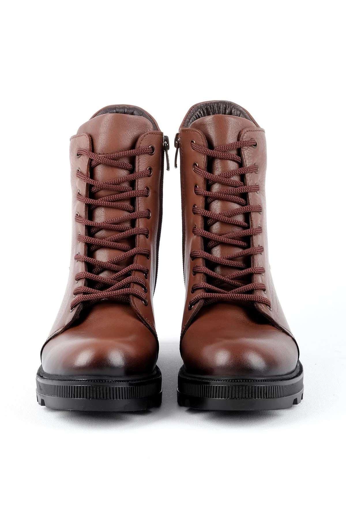 Soldier Bağcıklı Kadın Hakiki Deri Postal - Taba