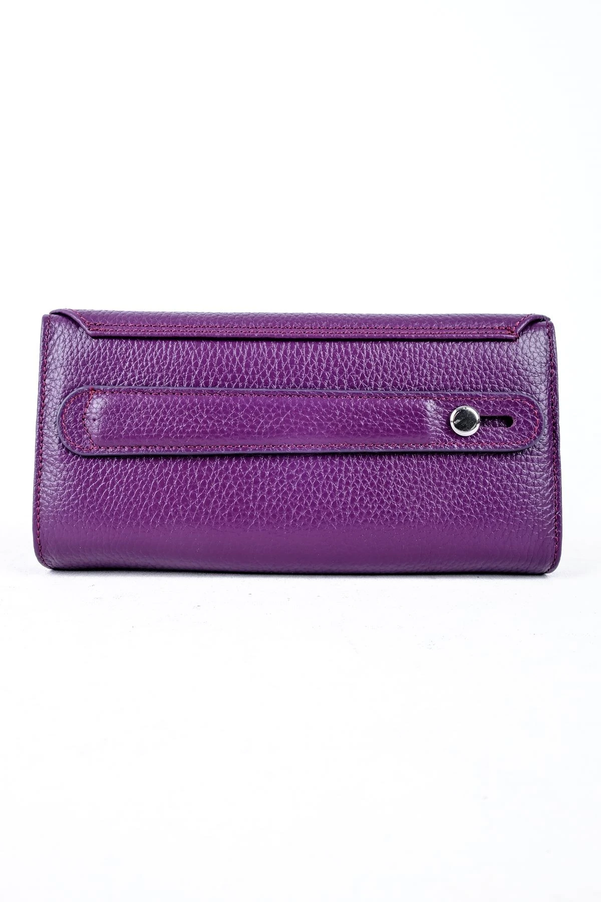 El Geçirmeli Kapaklı Hakiki Deri Kadın Cüzdan