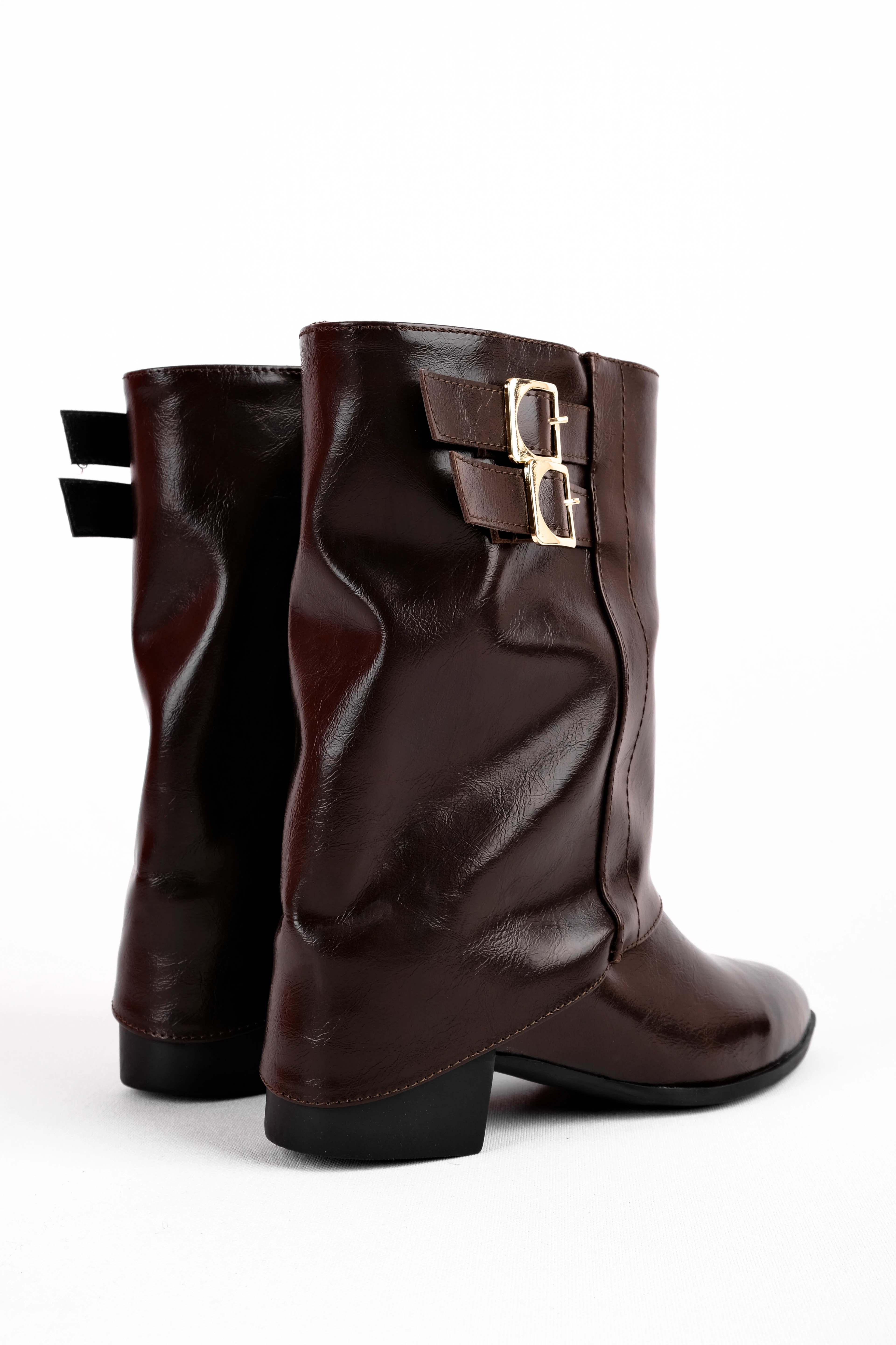 Oliver Kadın Çift Toka Detaylı Paçalı Sivri Burun Topuklu Bot (B4313) - R.Kahverengi