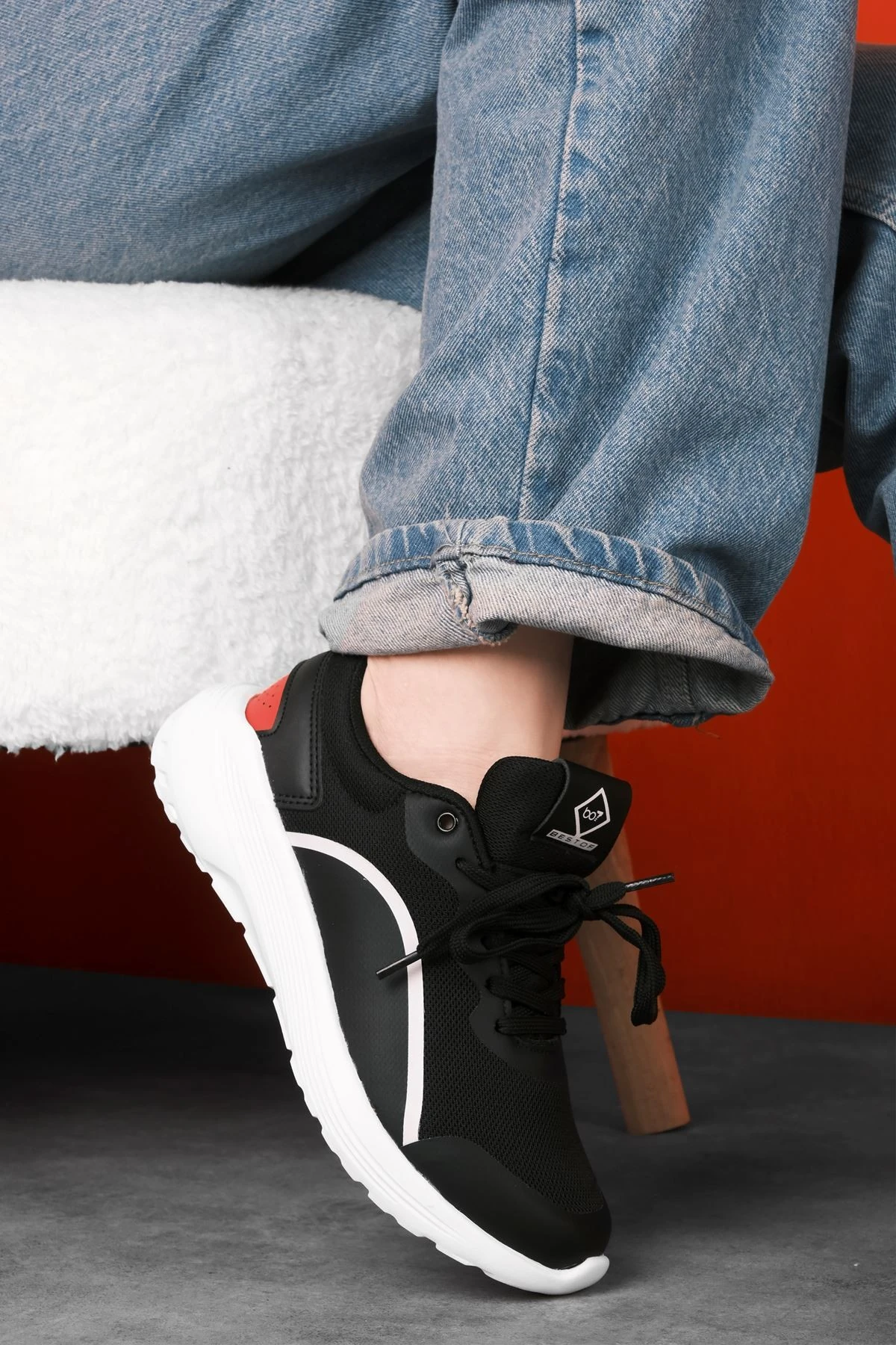 Blood Kadın Bağcıklı Kalın Tabanlı Spor Ayakkabı 3705 - siyah