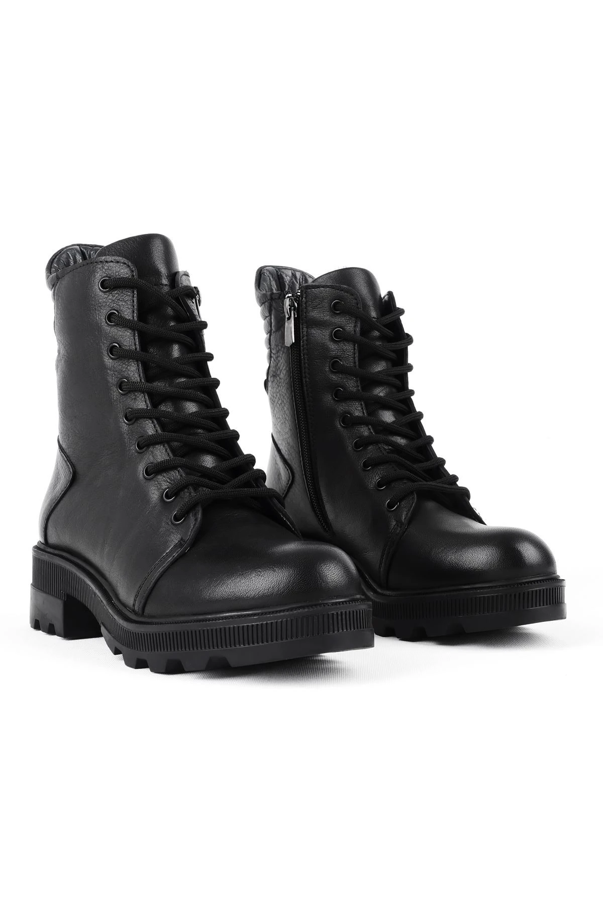 Soldier Bağcıklı Kadın Hakiki Deri Postal B3399 - SİYAH