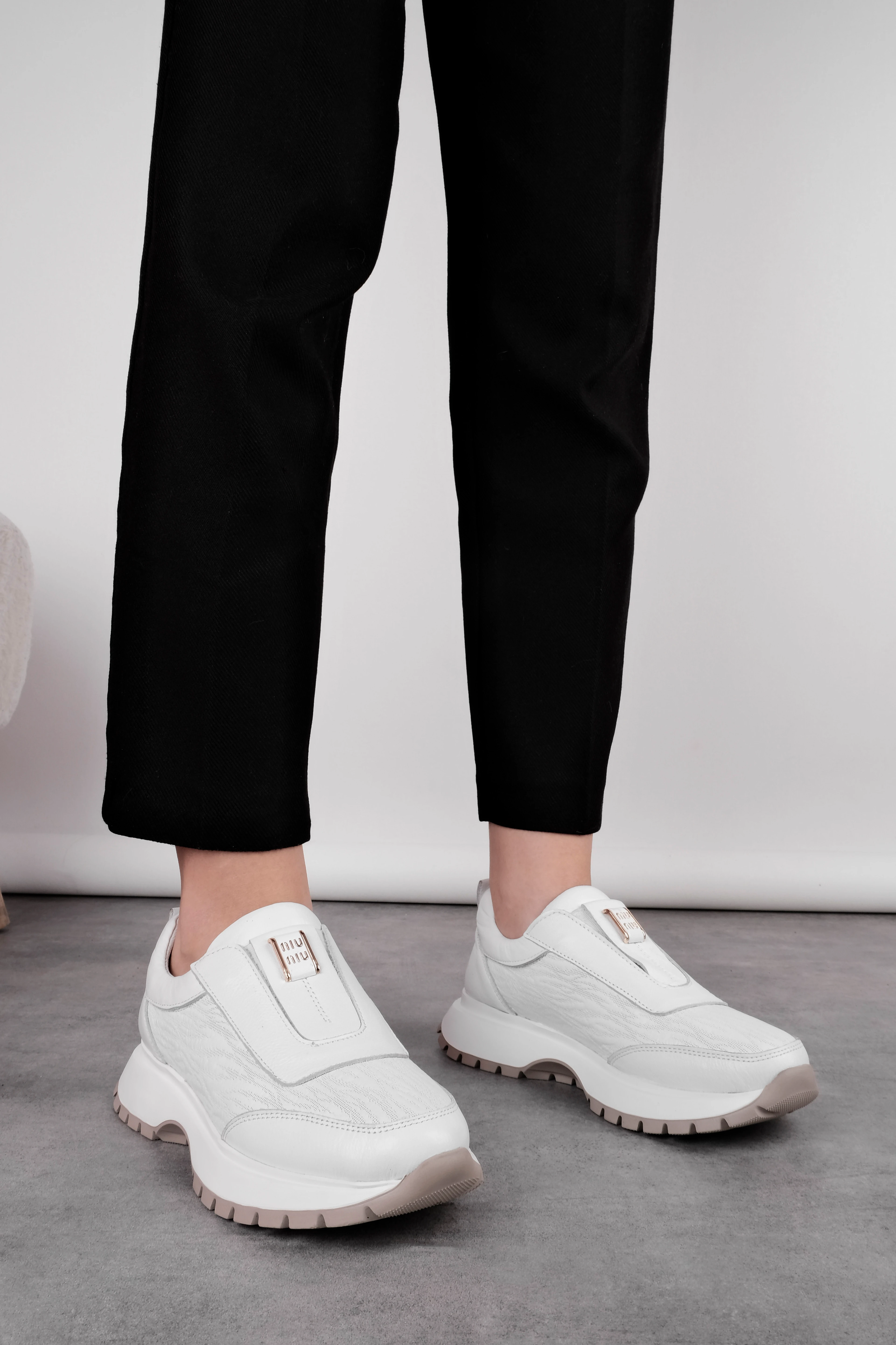 Zarex Kadın Hakiki Deri Lastik Detaylı Dikişli Spor Ayakkabı 4296 - beyaz