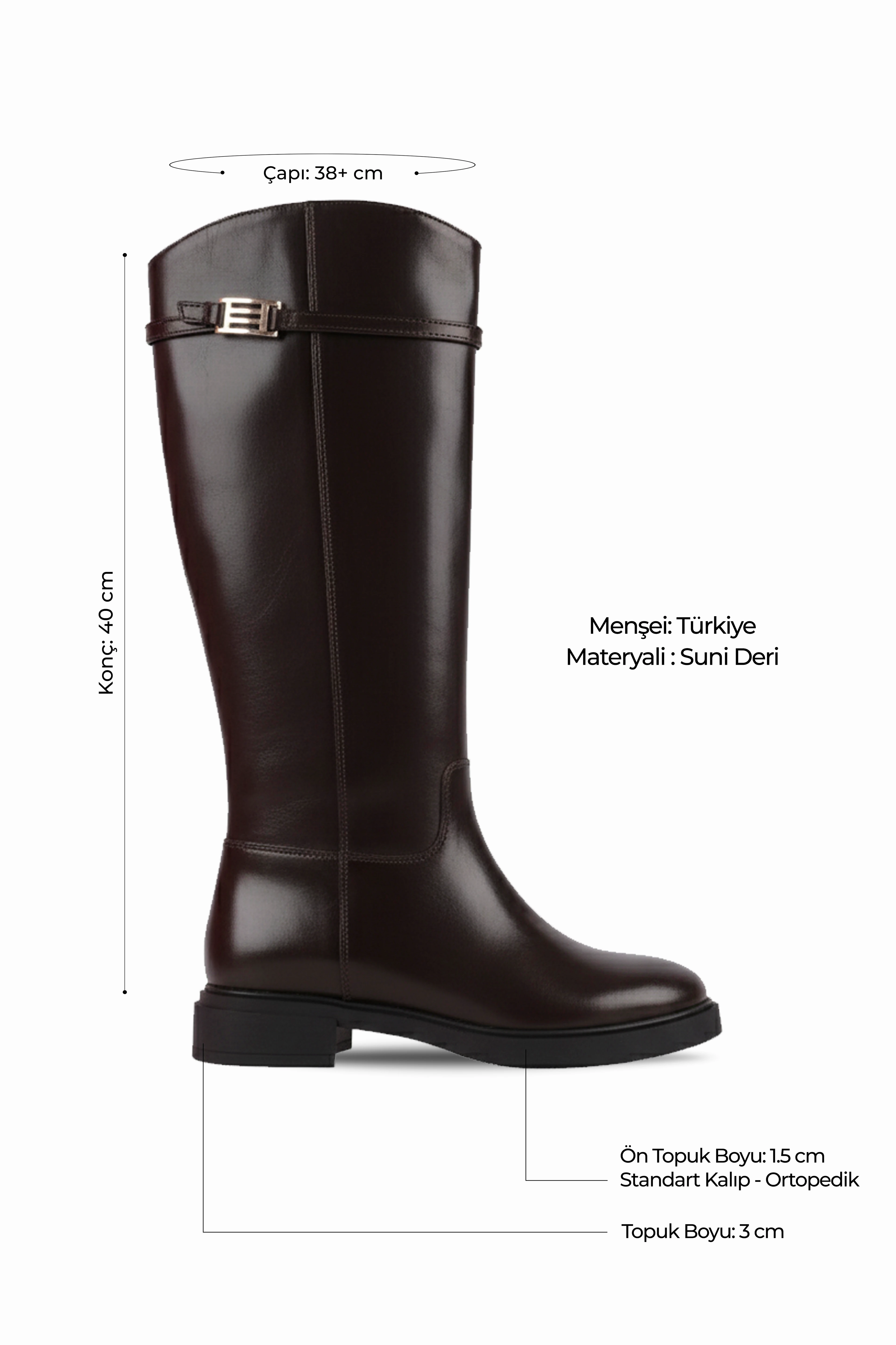 Parro Kadın Dikiş Detaylı Bantlı Tokalı Çizme 4261 - KAHVERENGİ