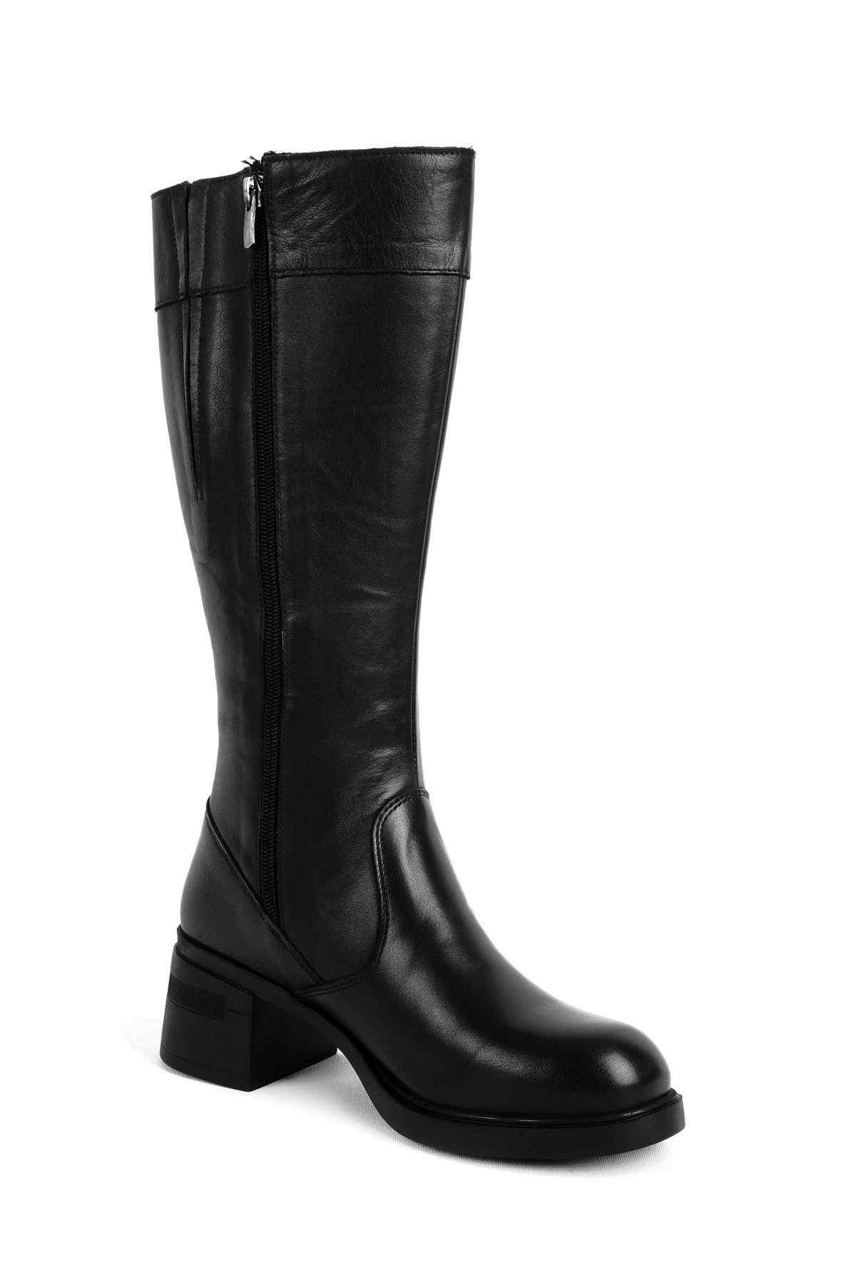 Sheldon Kadın Hakiki Deri Fermuarlı Topuklu Çizme