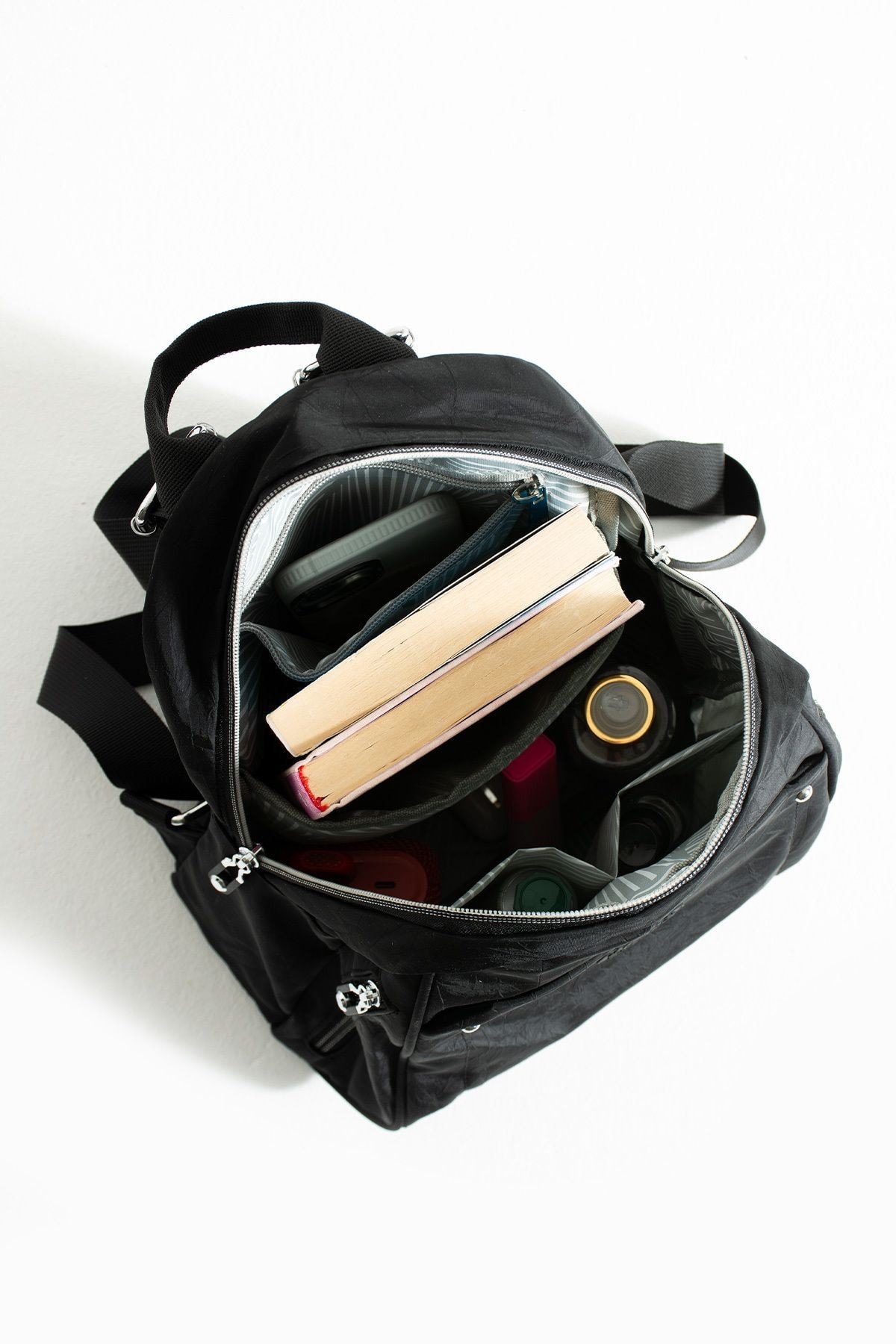 Kadın Yanlarından Fermuar Detaylı Küçük Boy Sırt Çantası(4013) 2856 - siyah