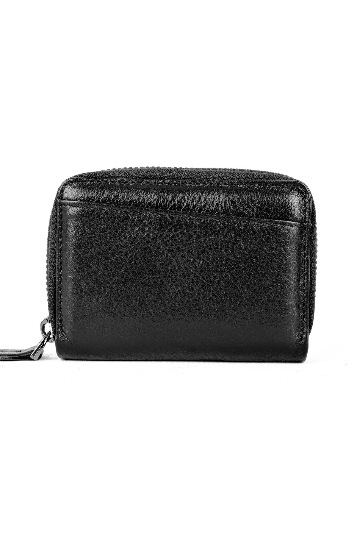 Hakiki Deri Fermuarlı Unisex Kartlık