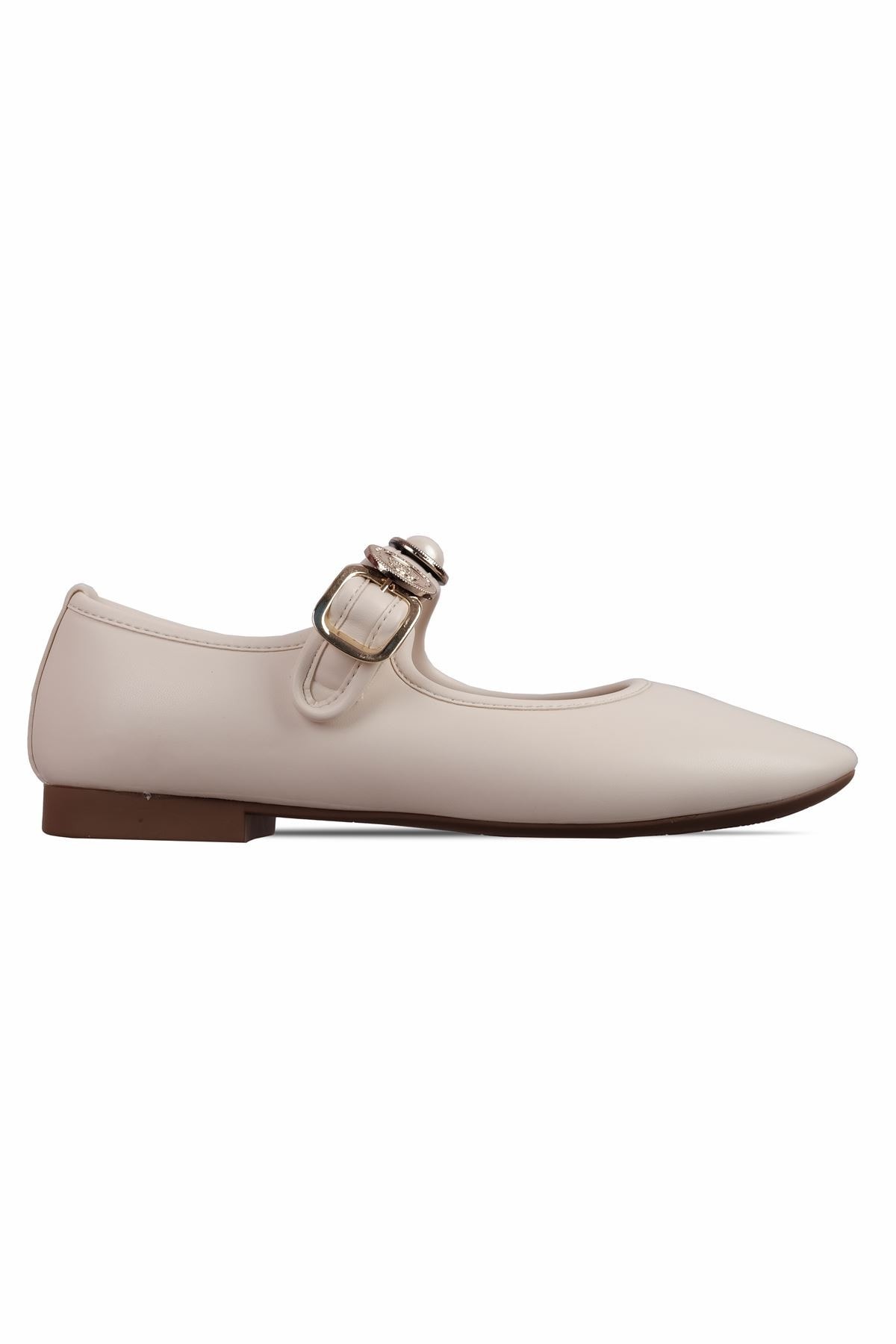 Palermo Kadın Tek Bantlı Yuvarlak Figür Detaylı Babet