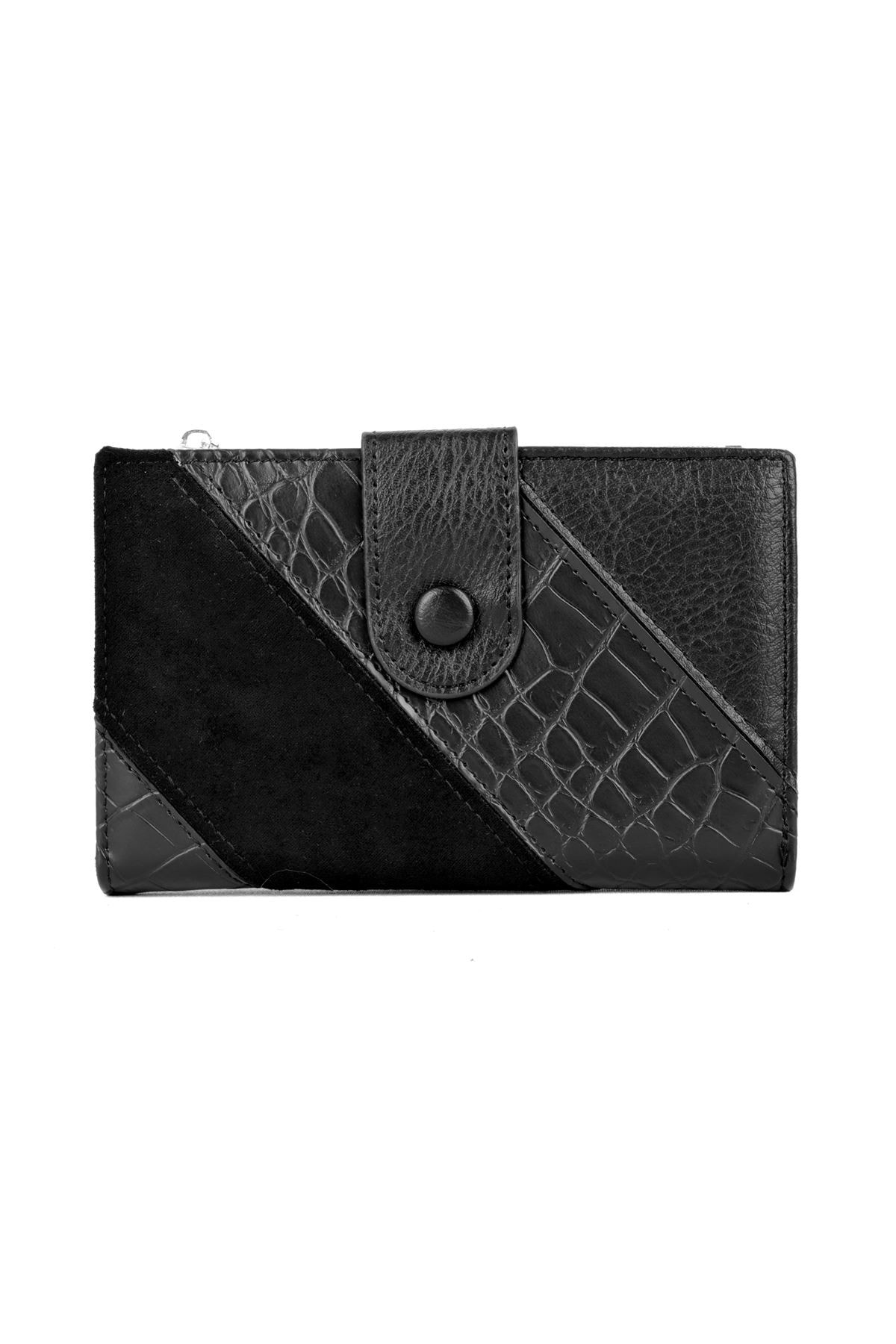 Kadın Cüzdan Küçük Boy Çıtçıtlı Kroko Süet Detaylı(TY10026)