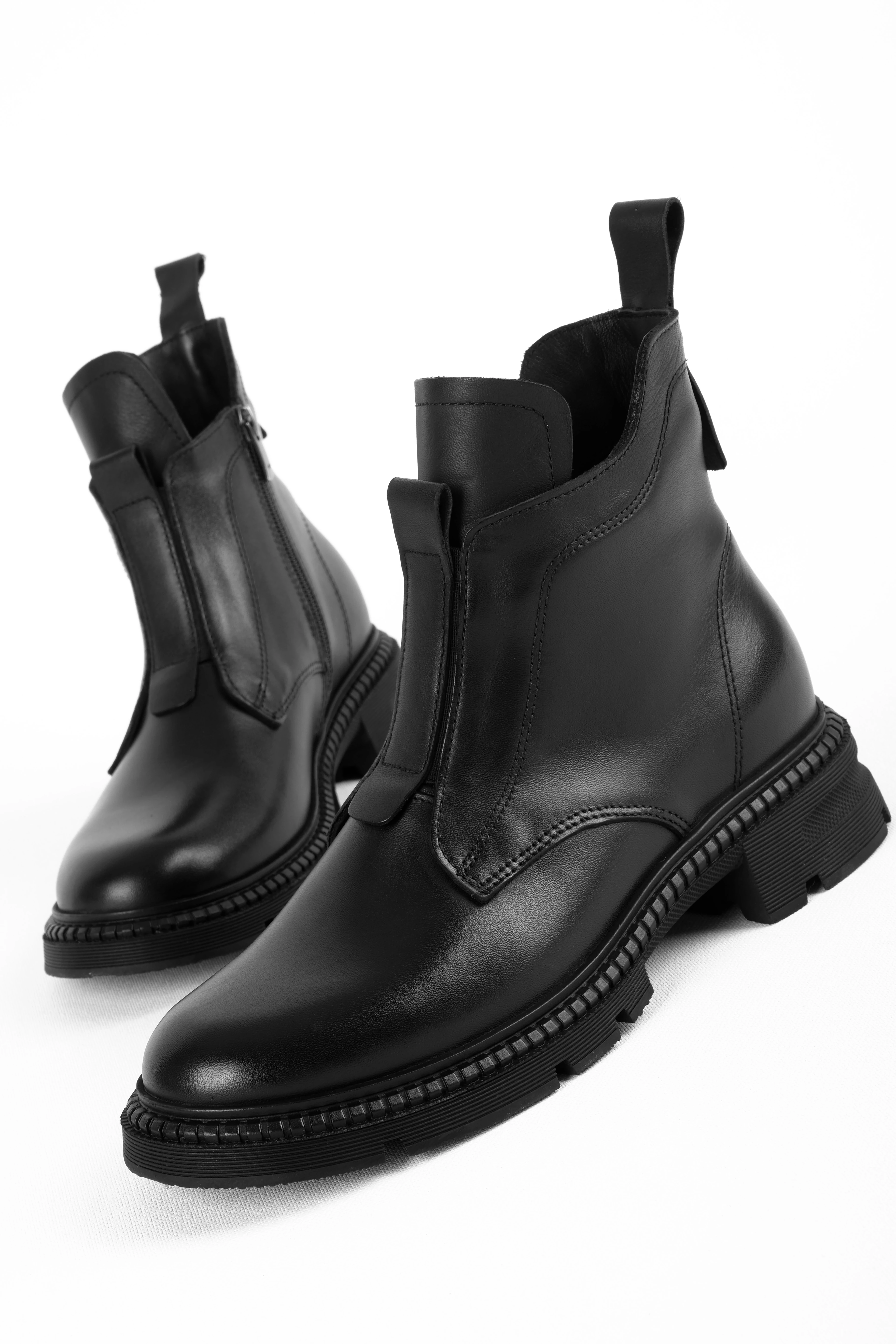 Marvelous Kadın Hakiki Deri Önünden Parça Detaylı Nubuk Fermuarlı Bot(4200)