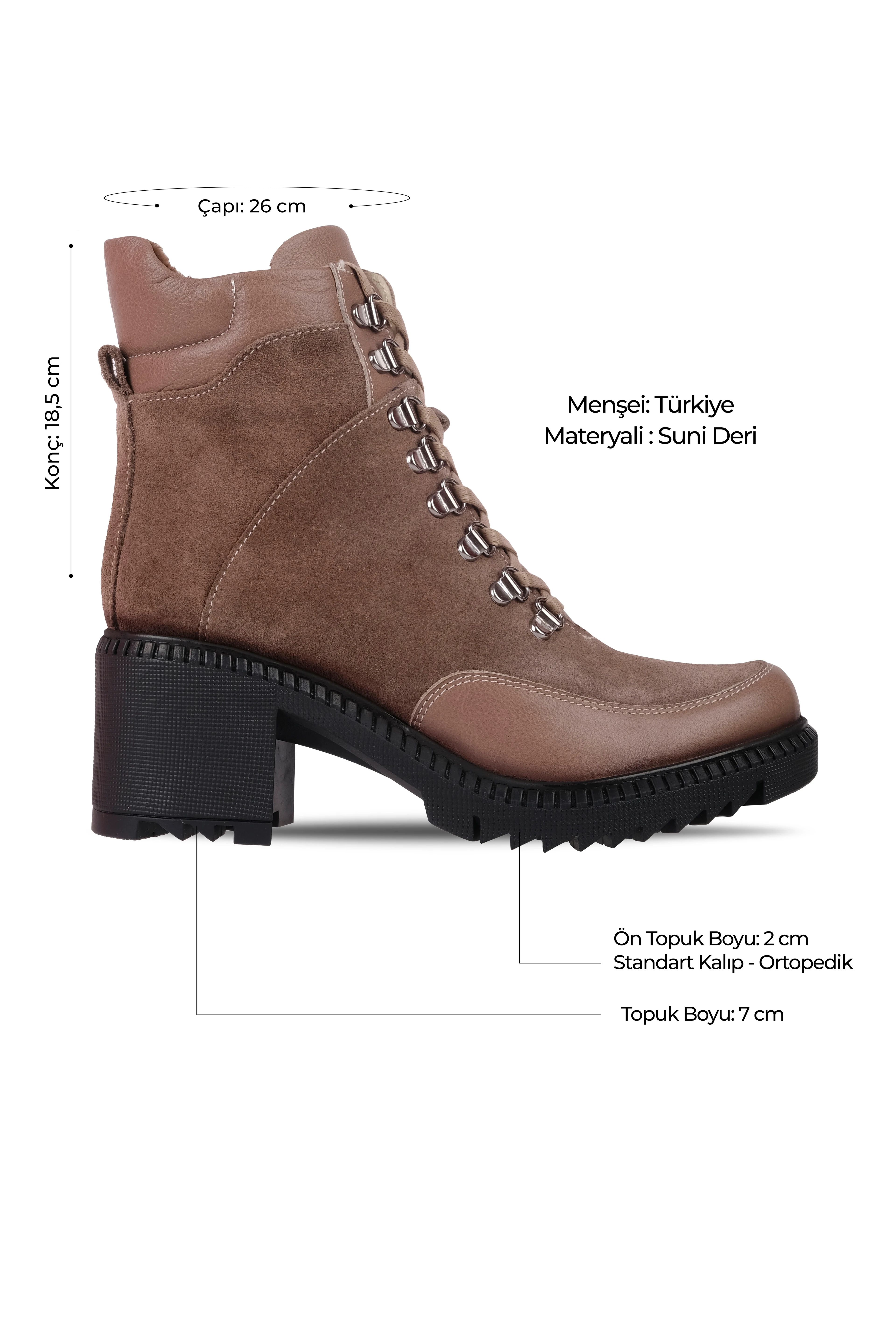 Balder Kadın Hakiki deri Bağcık Detaylı Fermuarlı Topuklu Postal(B4156)