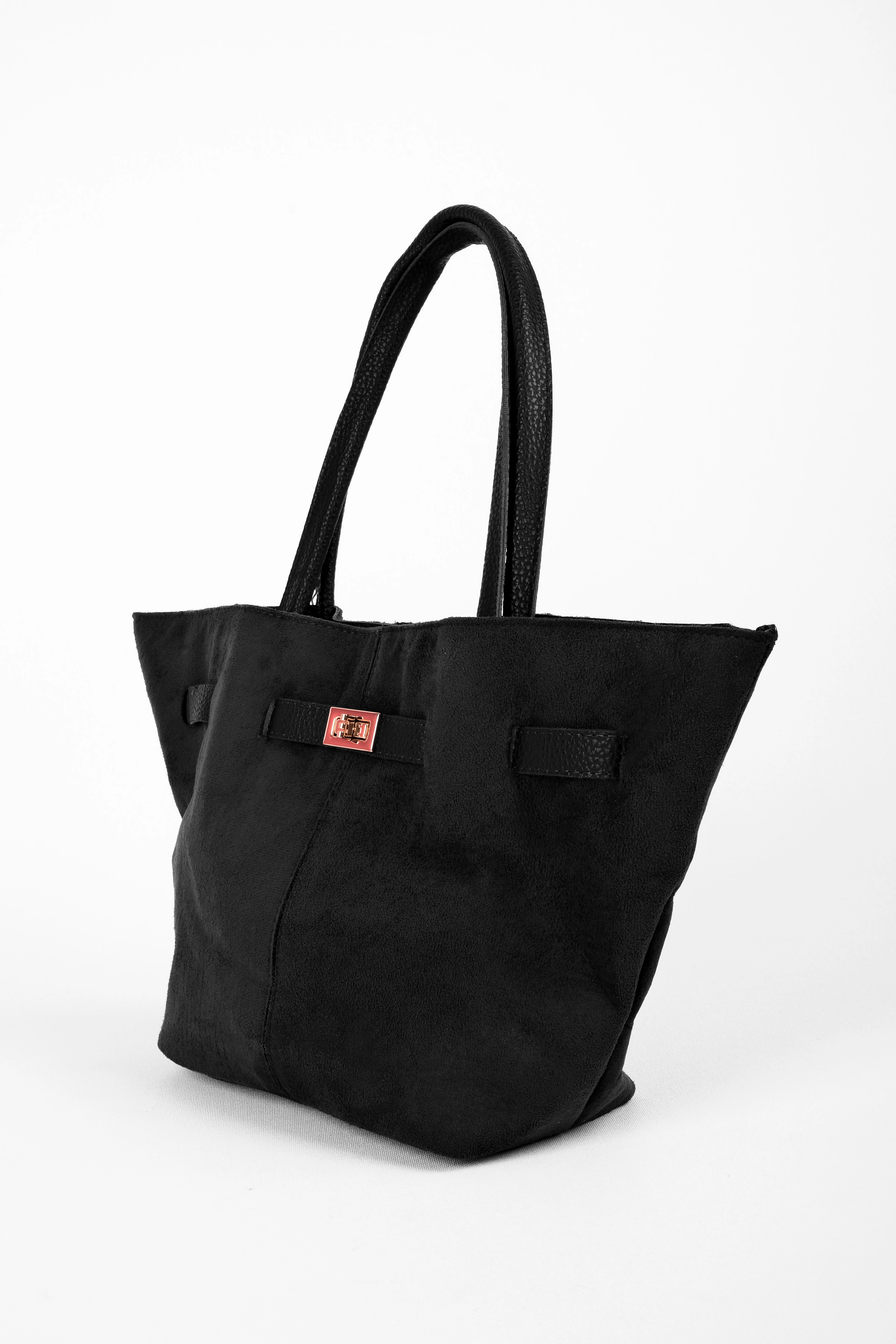 Kadın Orta Boy Dikdörtgen Nubuk Toka Detaylı El Çantası (2149) 2895 - SİYAH