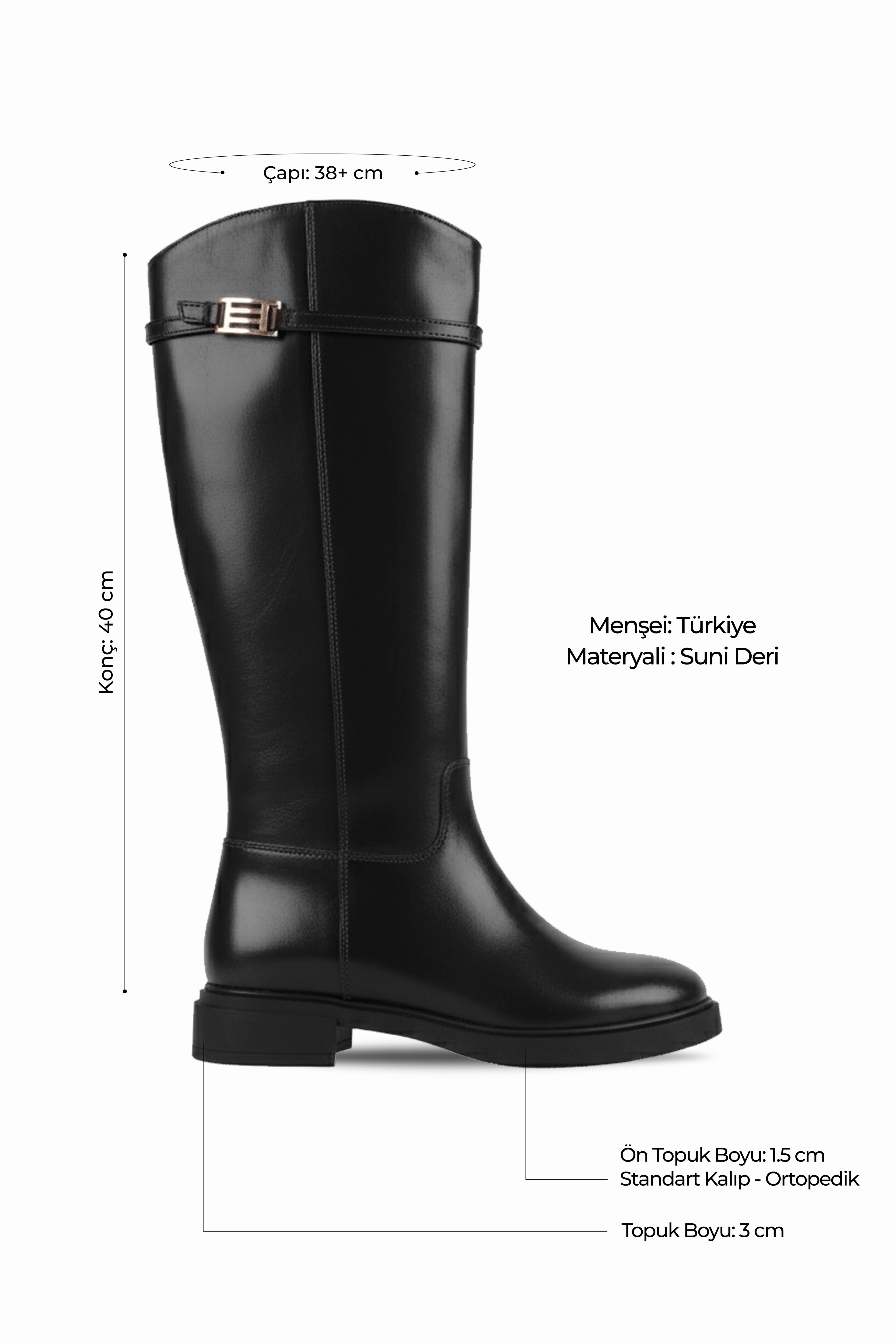 Parro Kadın Dikiş Detaylı Bantlı Tokalı Çizme 4261 - SİYAH