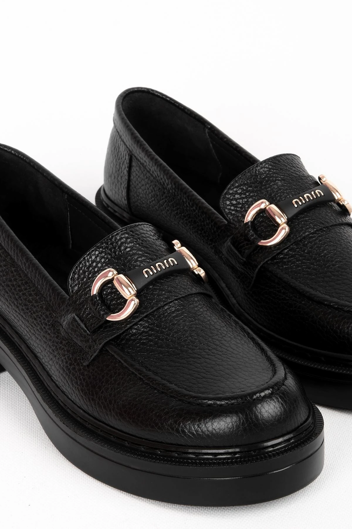 Lony Kadın Hakiki Deri Toka Detaylı Loafer 4144 - siyah