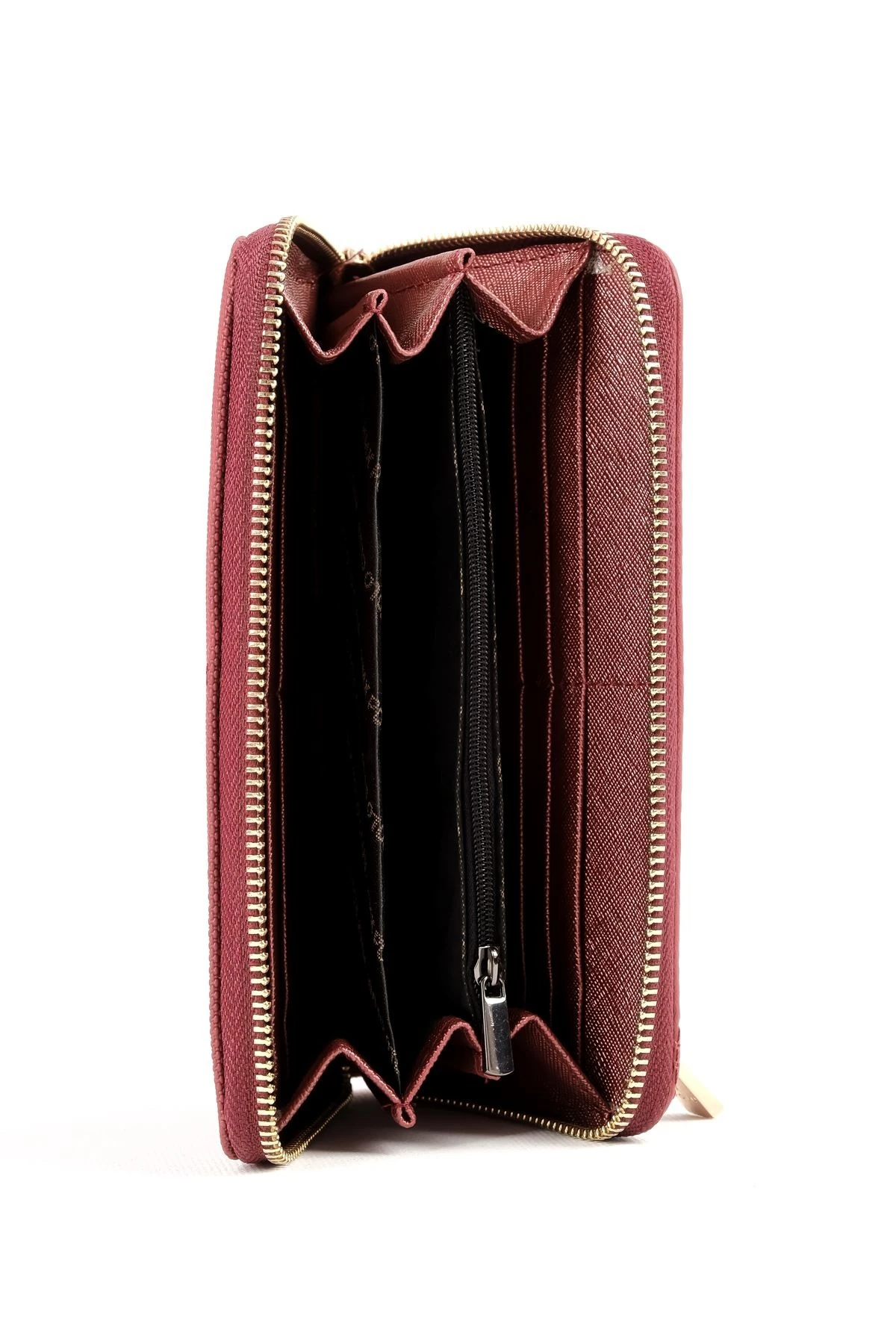 Kadın Önünden Göz Detaylı Fermuarlı Cüzdan 2780 - Bordo