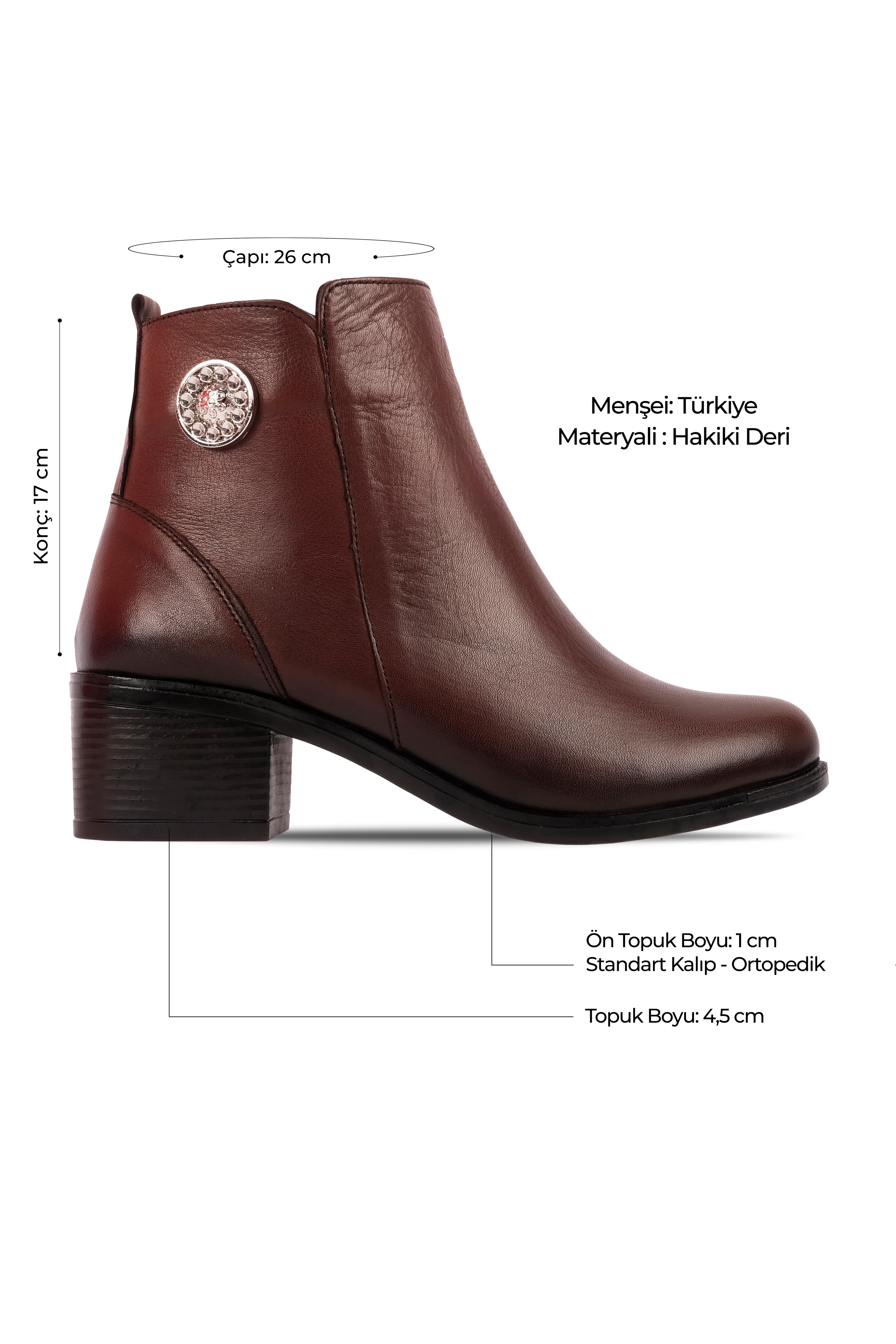 Pela Kadın Hakiki Deri Gümüş Toka Detaylı Fermuarlı Topuklu Bot b4199