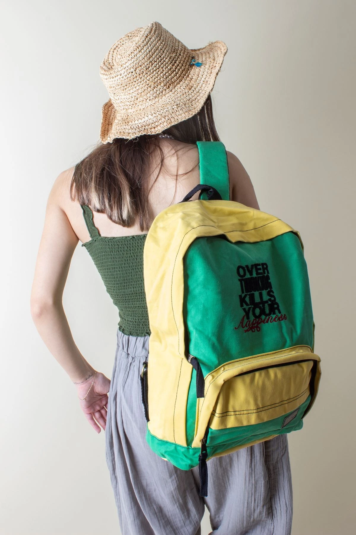 KADIN COTON ÖNDEN FERMUARLI SIRT ÇANTASI