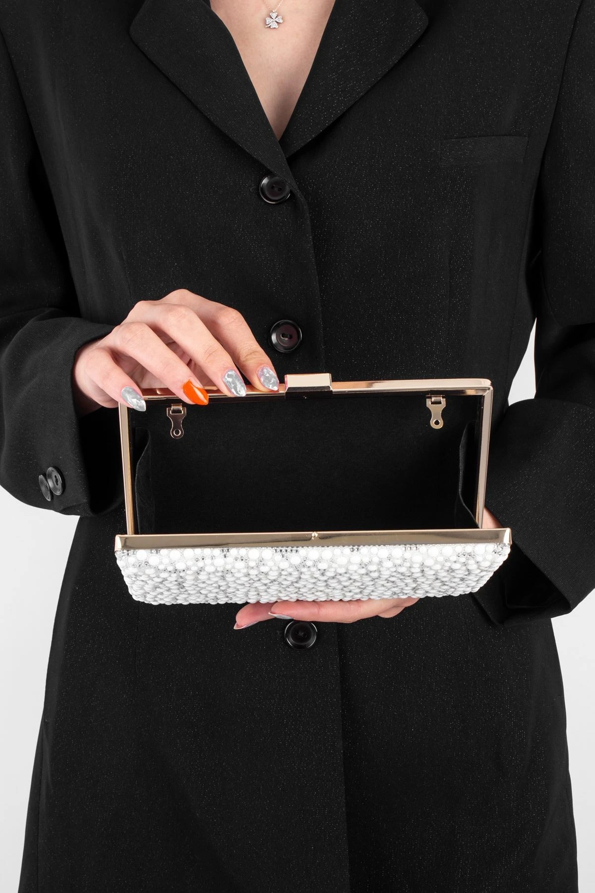 Kadın Abiye Çanta Kare İnciili