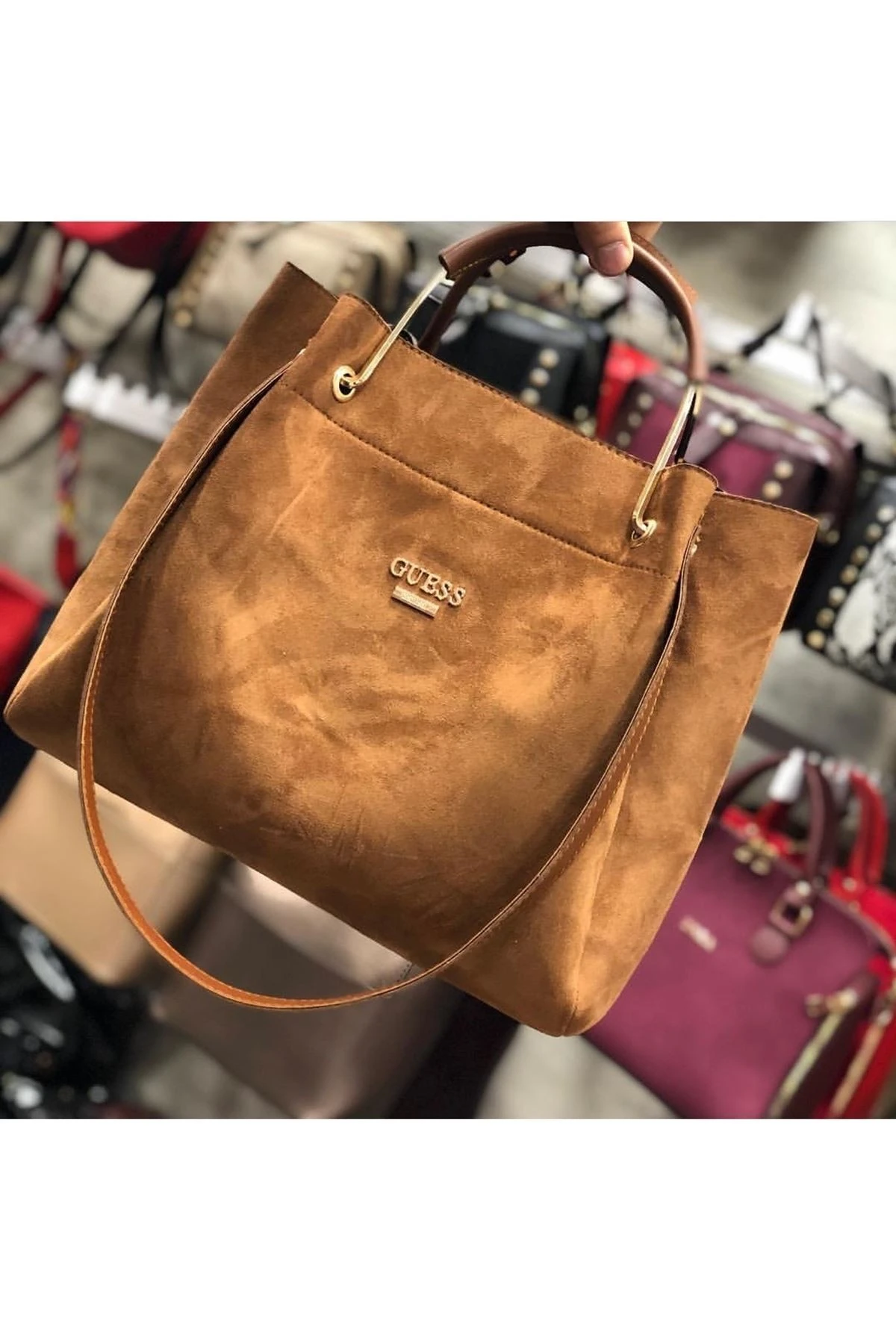 DEMİR SAPLI SÜET ÇANTA