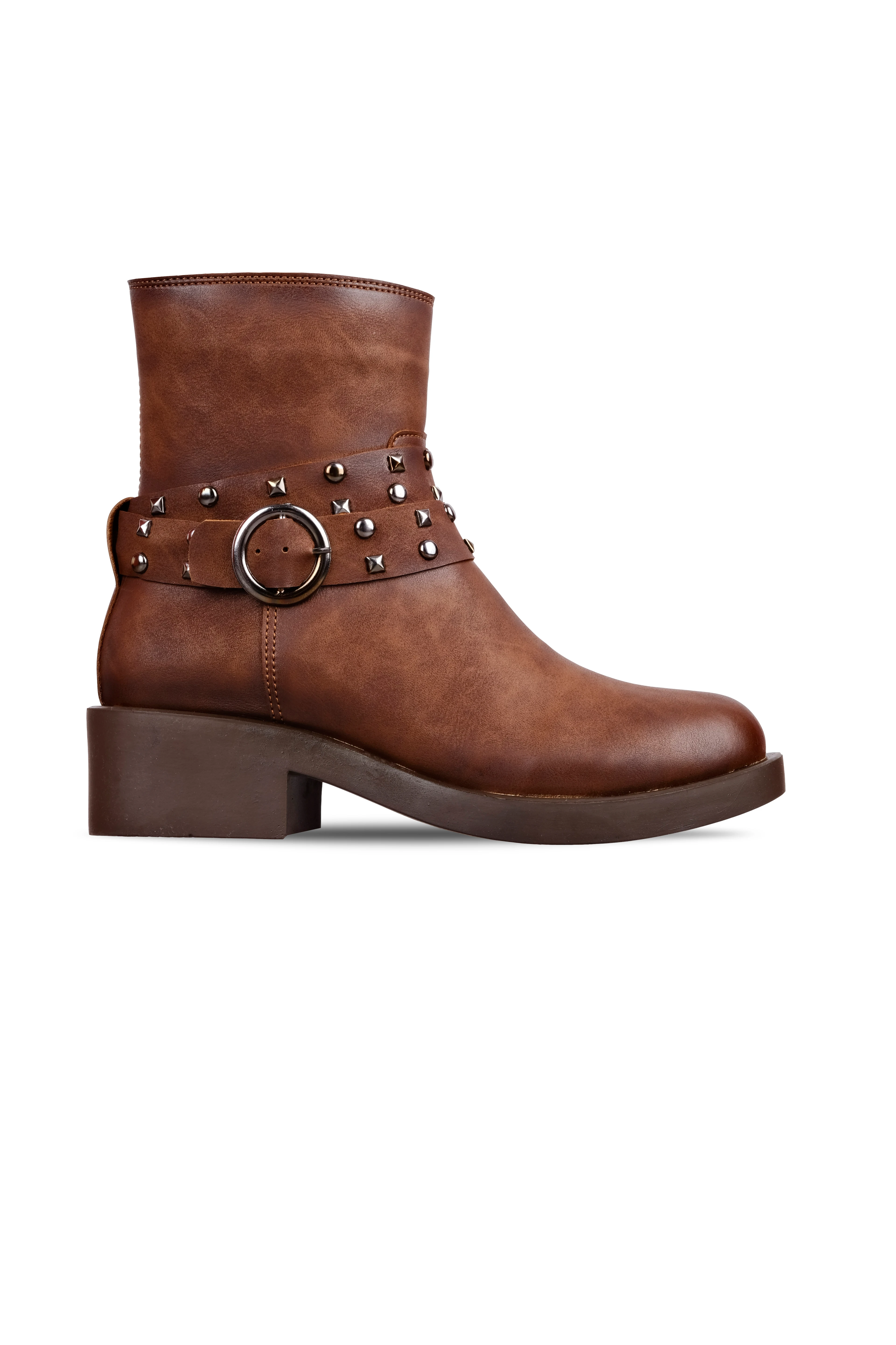 Literat Kadın Kemer Tokalı Zımba Detaylı Topuklu Bot 4299