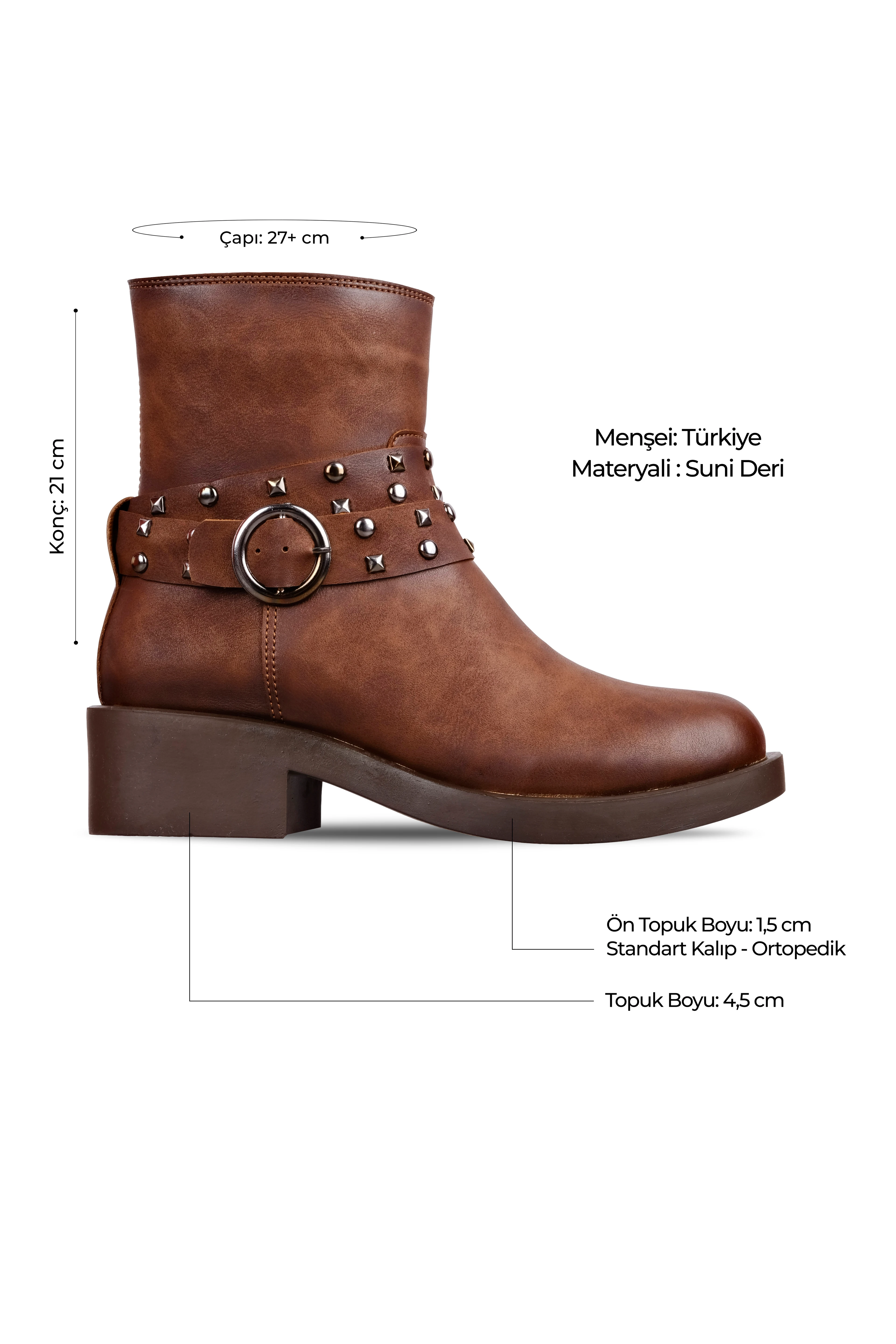 Literat Kadın Kemer Tokalı Zımba Detaylı Topuklu Bot 4299