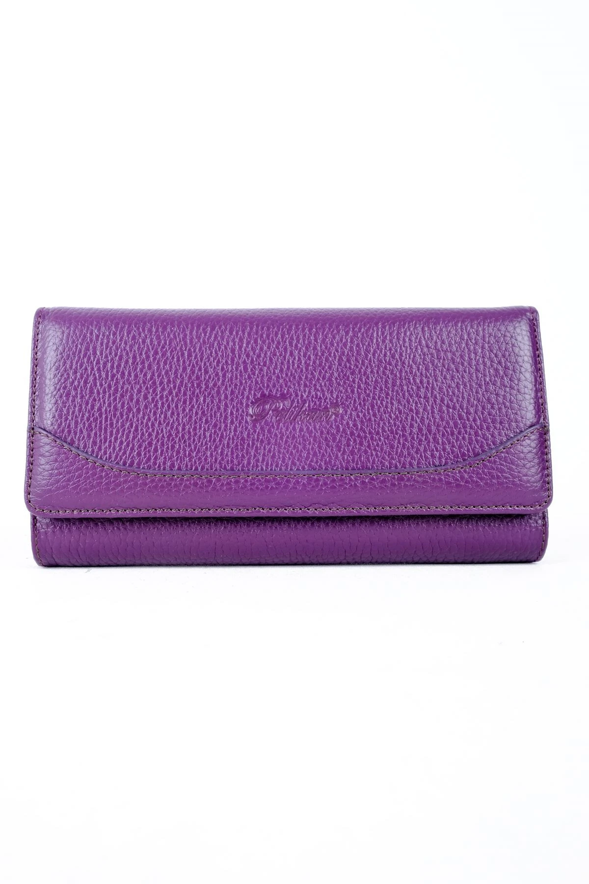 El Geçirmeli Kapaklı Hakiki Deri Kadın Cüzdan