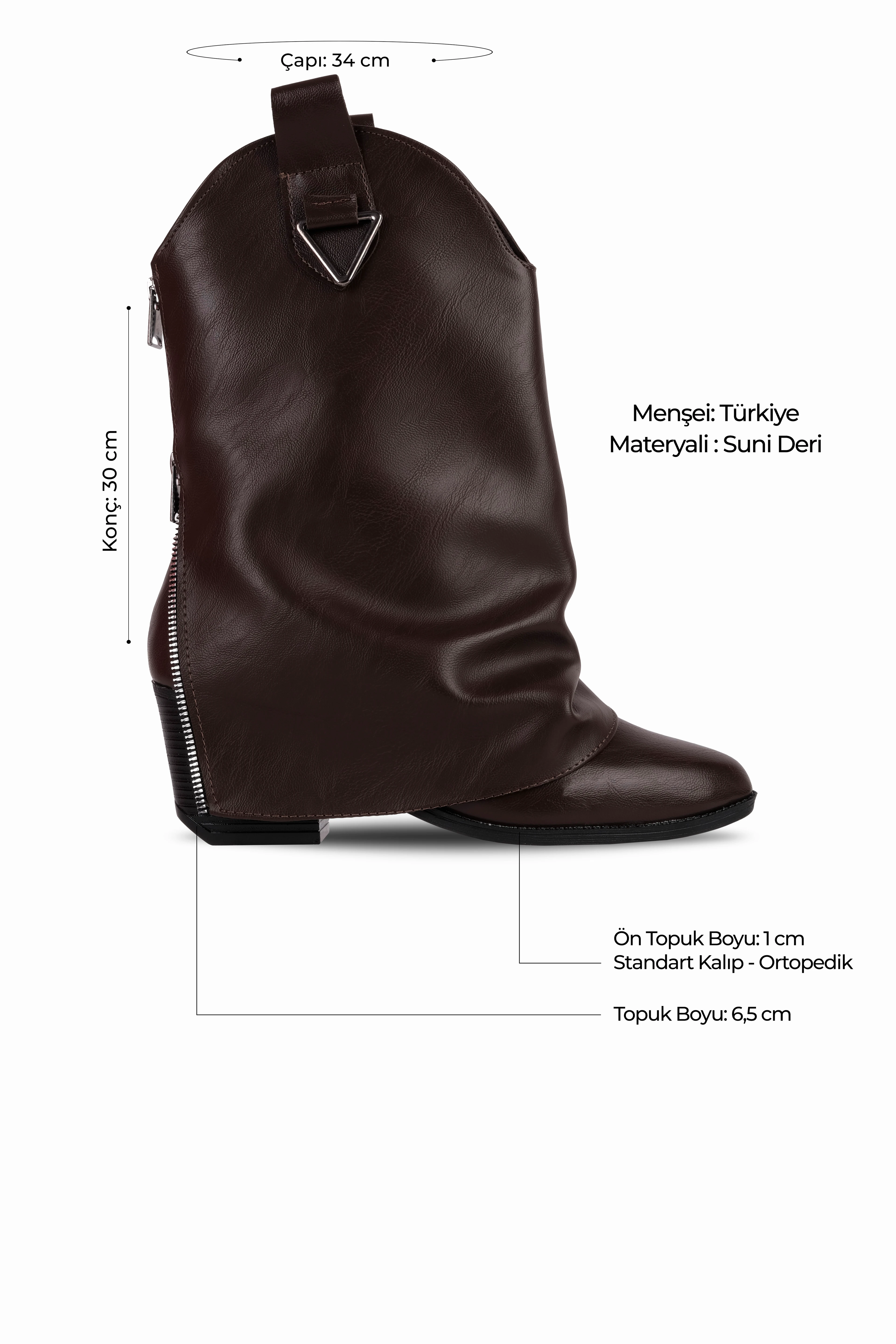 Narvos Kadın Sivri Burunlu Fermuarlı Detaylı Paçalı Kısa Çizme b4225