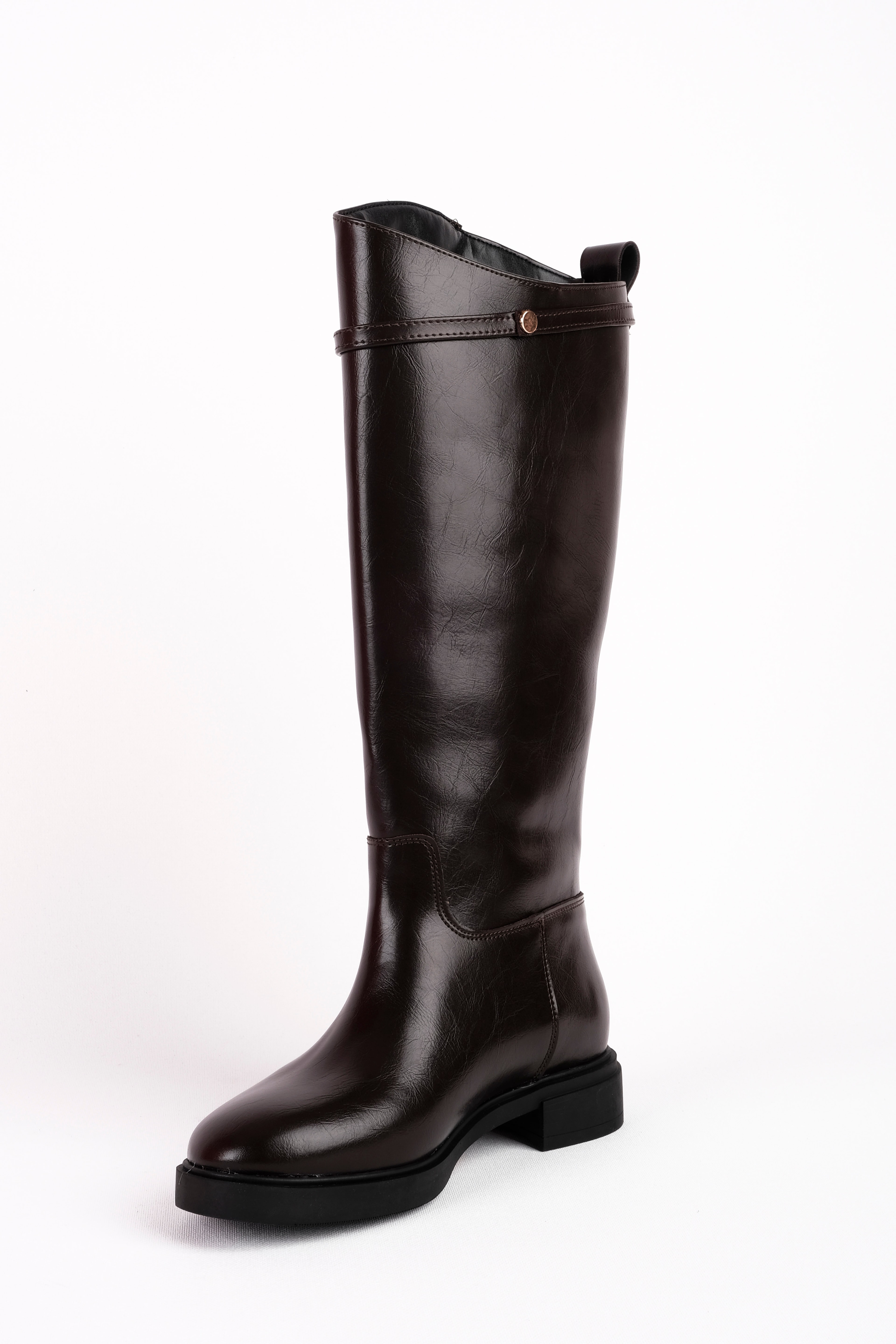 Parro Kadın Dikiş Detaylı Bantlı Tokalı Çizme 4261 - KAHVERENGİ