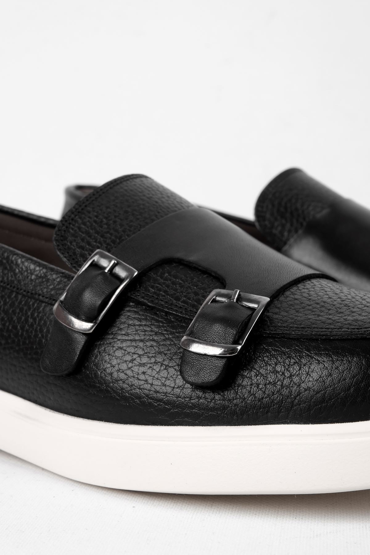 Shay Erkek Hakiki Deri Kemer Toka Detaylı Dikişli Günlük Ayakkabı