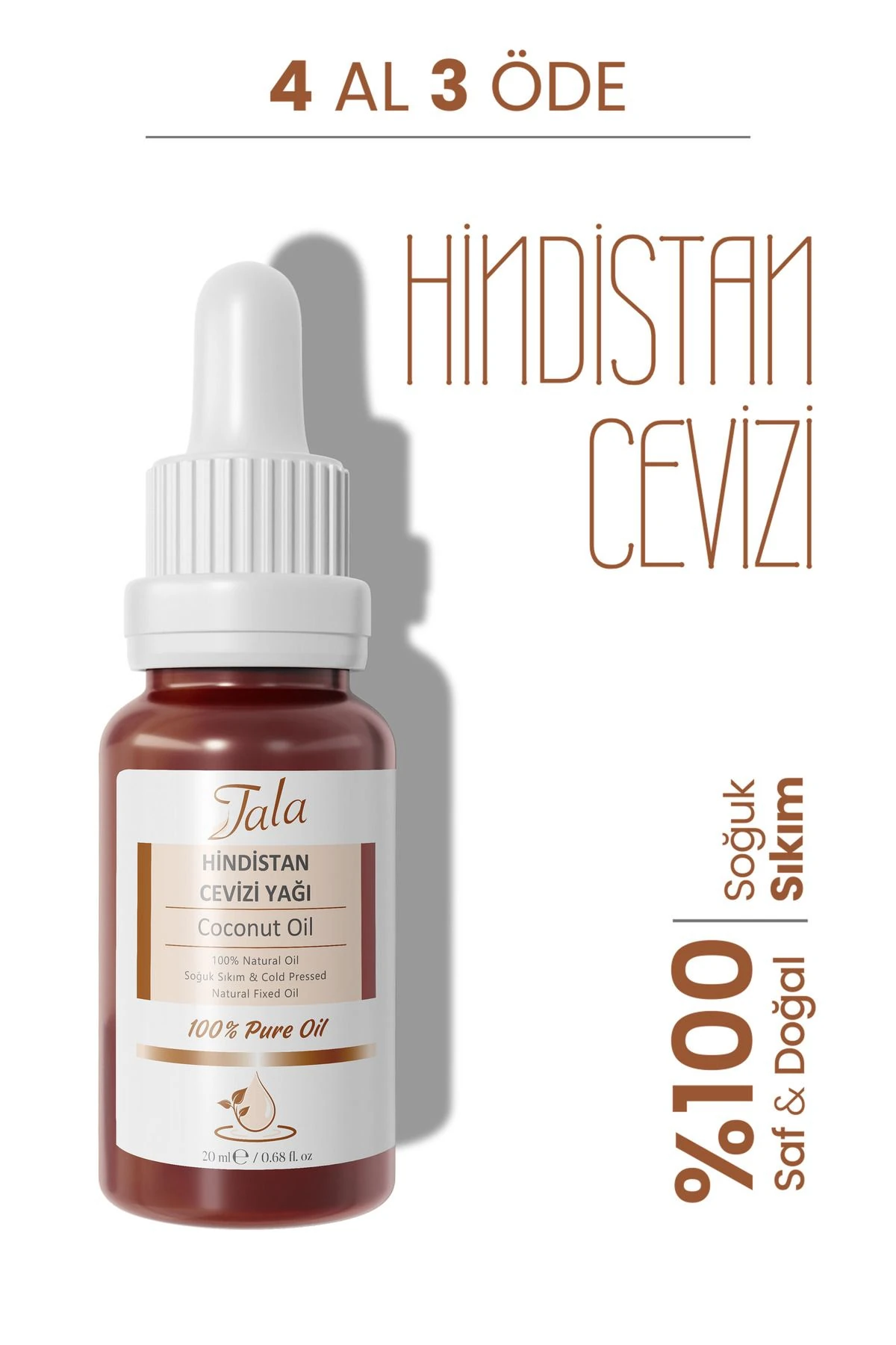 Hindistan Cevizi Yağı %100 Saf Ve Doğal Soğuk Sıkım 20 Ml