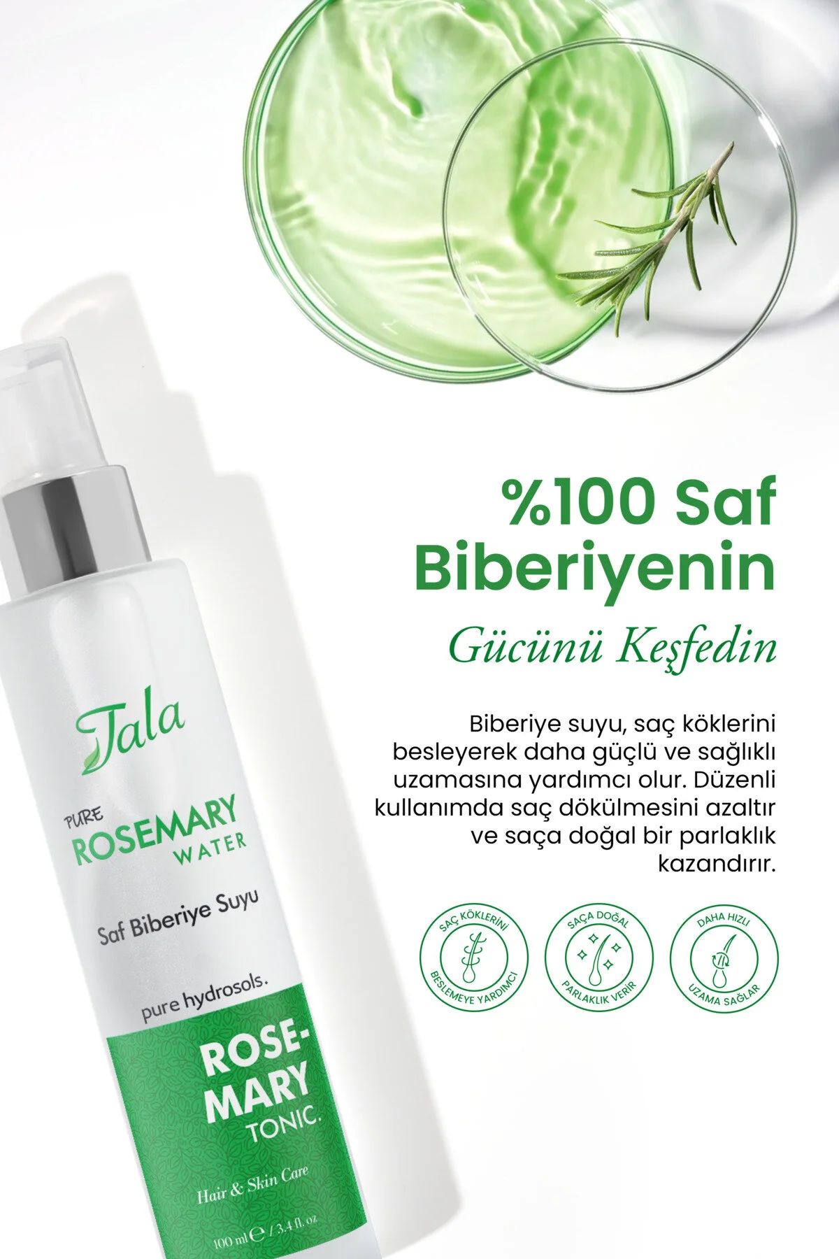 Biberiye Suyu Güçlendirici Saç Toniği %100 Saf Ve Doğal Hızlı Saç Uzatma Dökülme Karşıtı 100 Ml