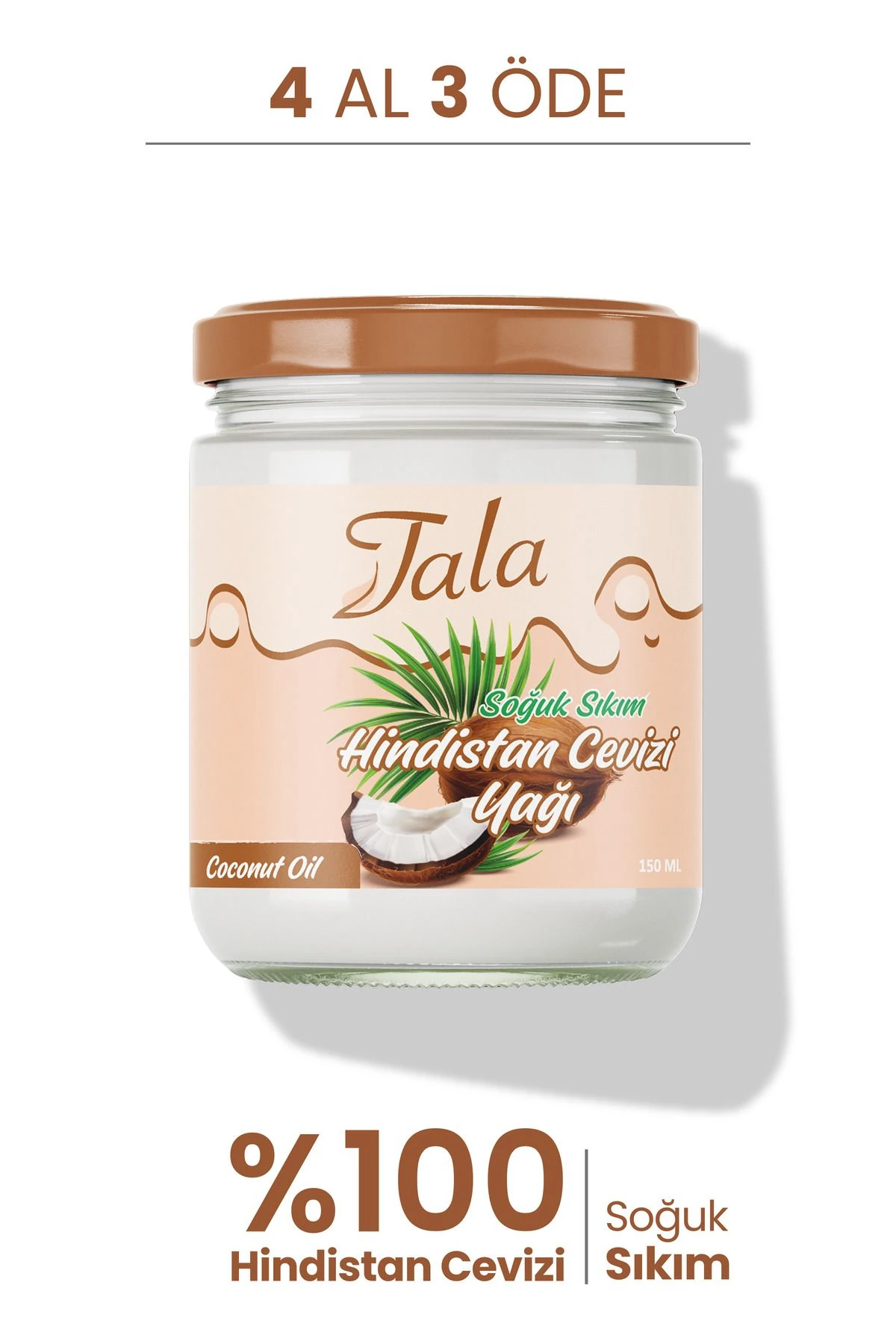 Hindistan Cevizi Yağı %100 Saf ve Doğal Soğuk Sıkım 150 Ml