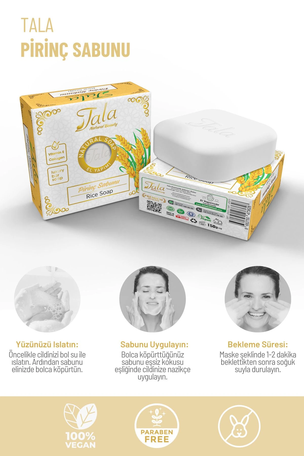 Pirinç Sabunu Doğal Cilt Beyazlatıcı Aydınlatıcı 150 Gr