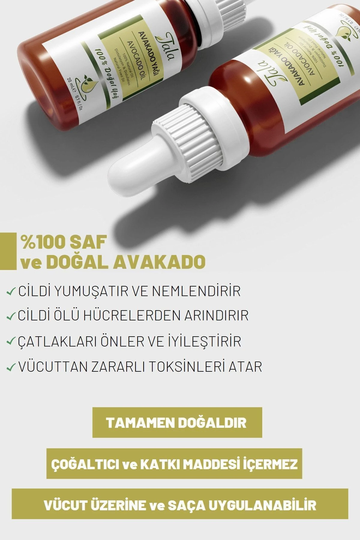 Avakado Yağı %100 Saf Ve Doğal Soğuk Sıkım 20 Ml
